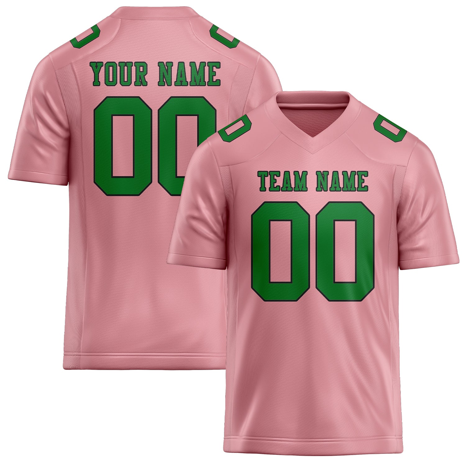 Custom Light Pink Emerald Green Football Jersey