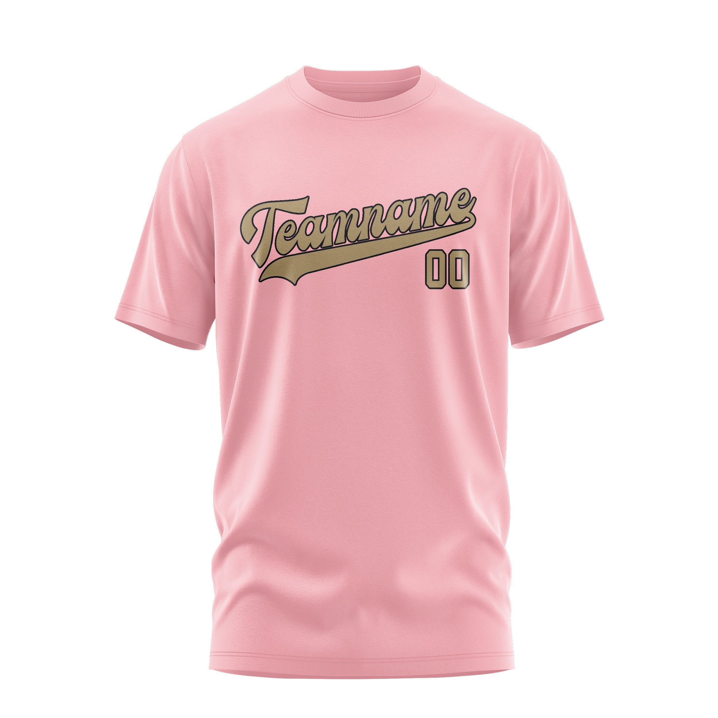 Custom Light Pink Light Khaki T-Shirt