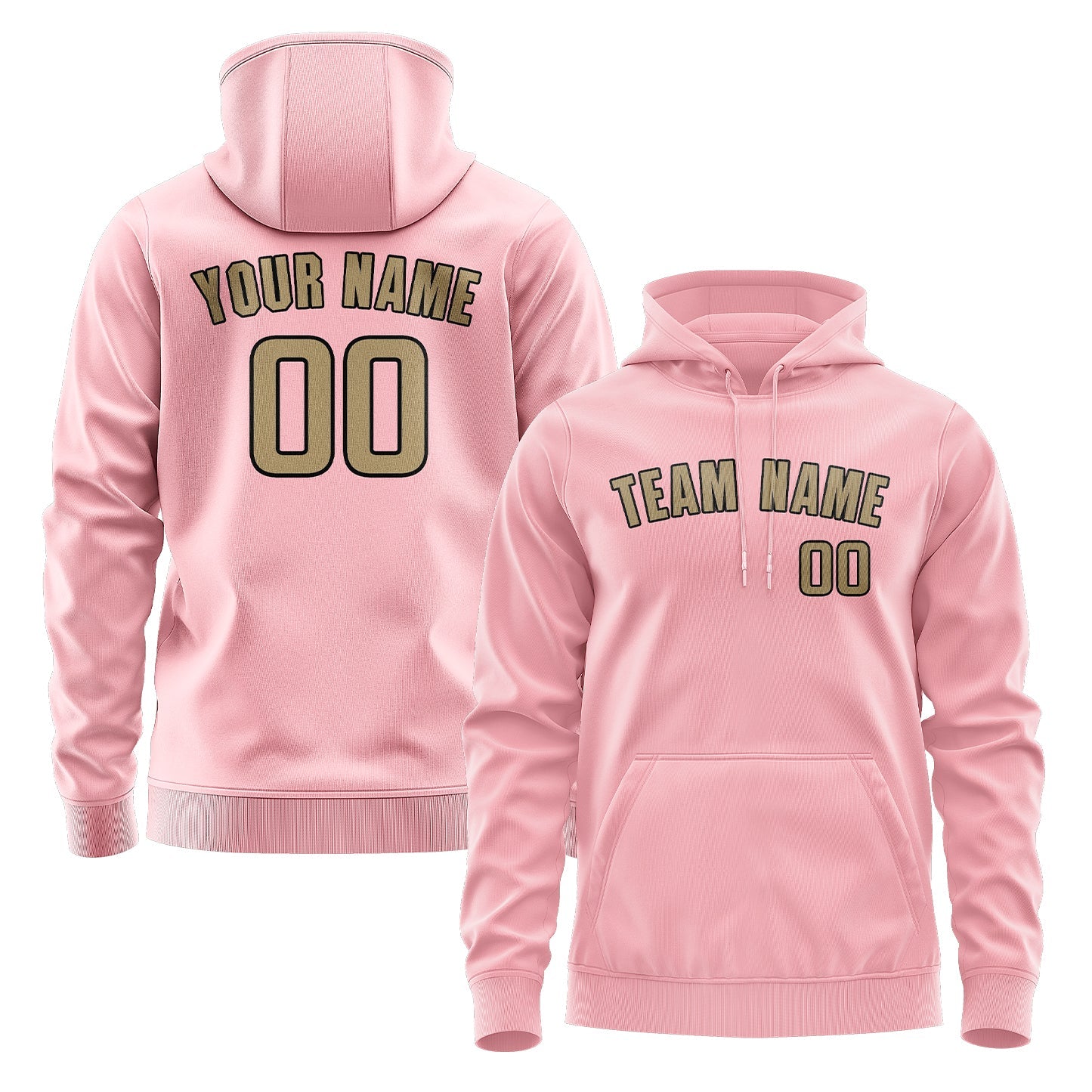 Custom Light Pink Light Khaki Hoodie