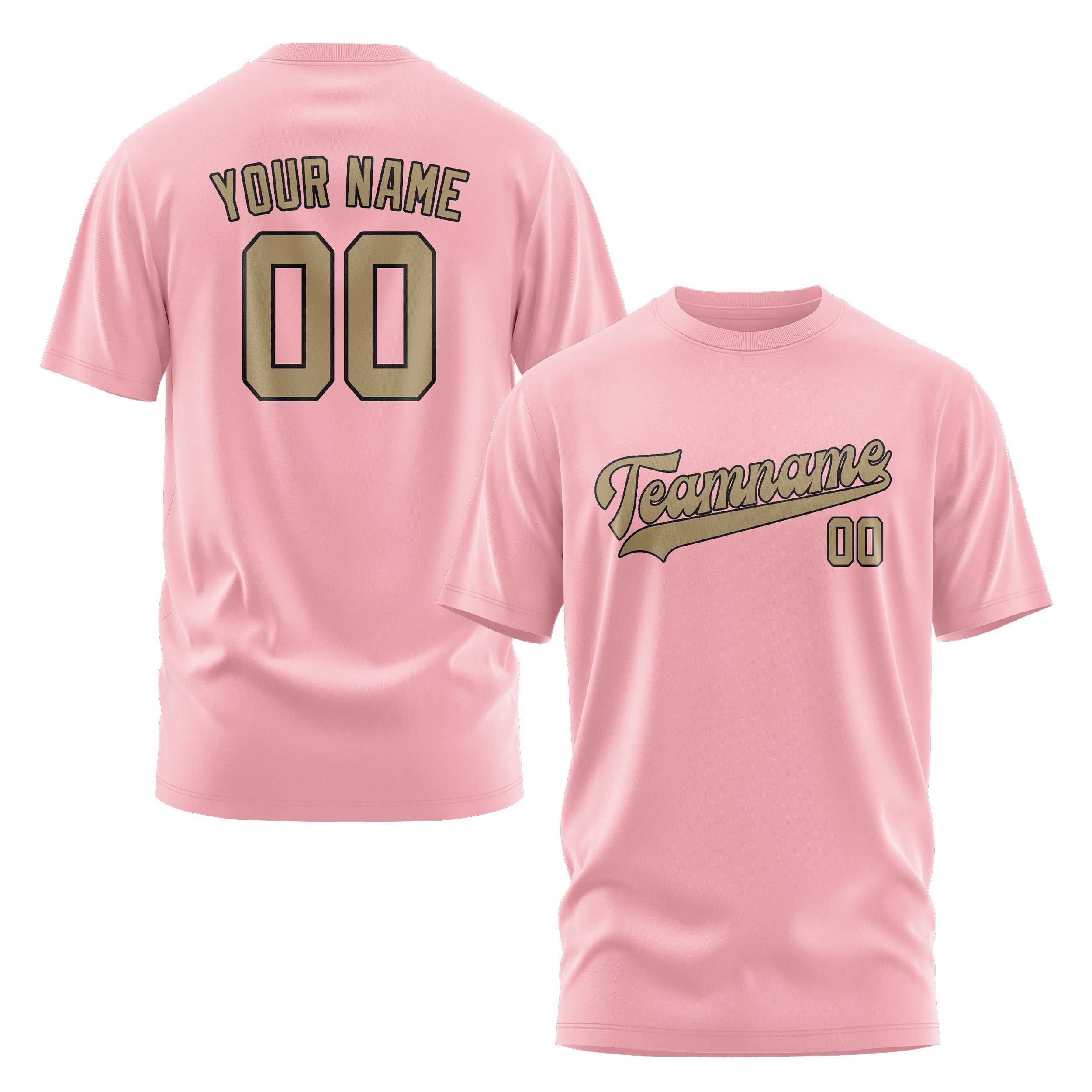 Custom Light Pink Light Khaki T-Shirt