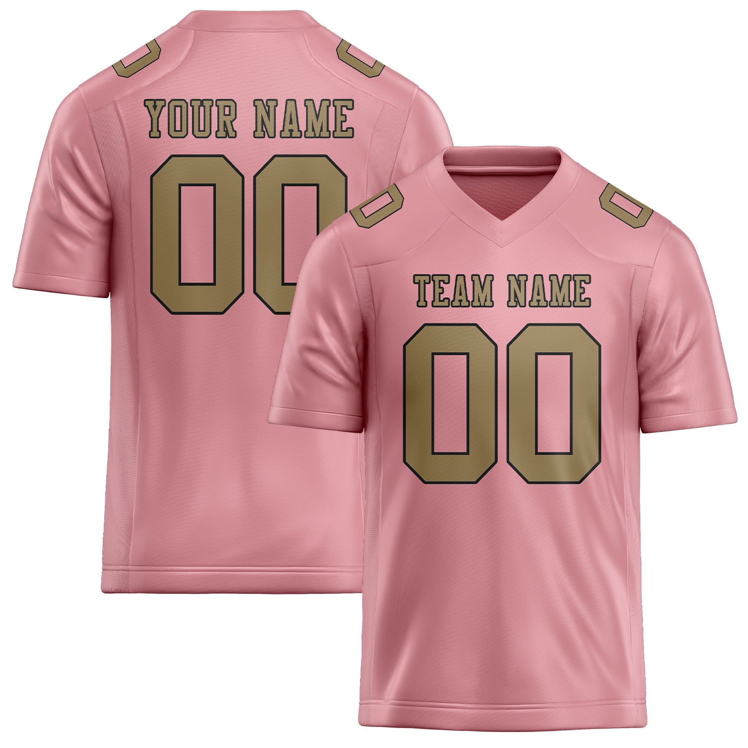 Custom Light Pink Light Khaki Football Jersey