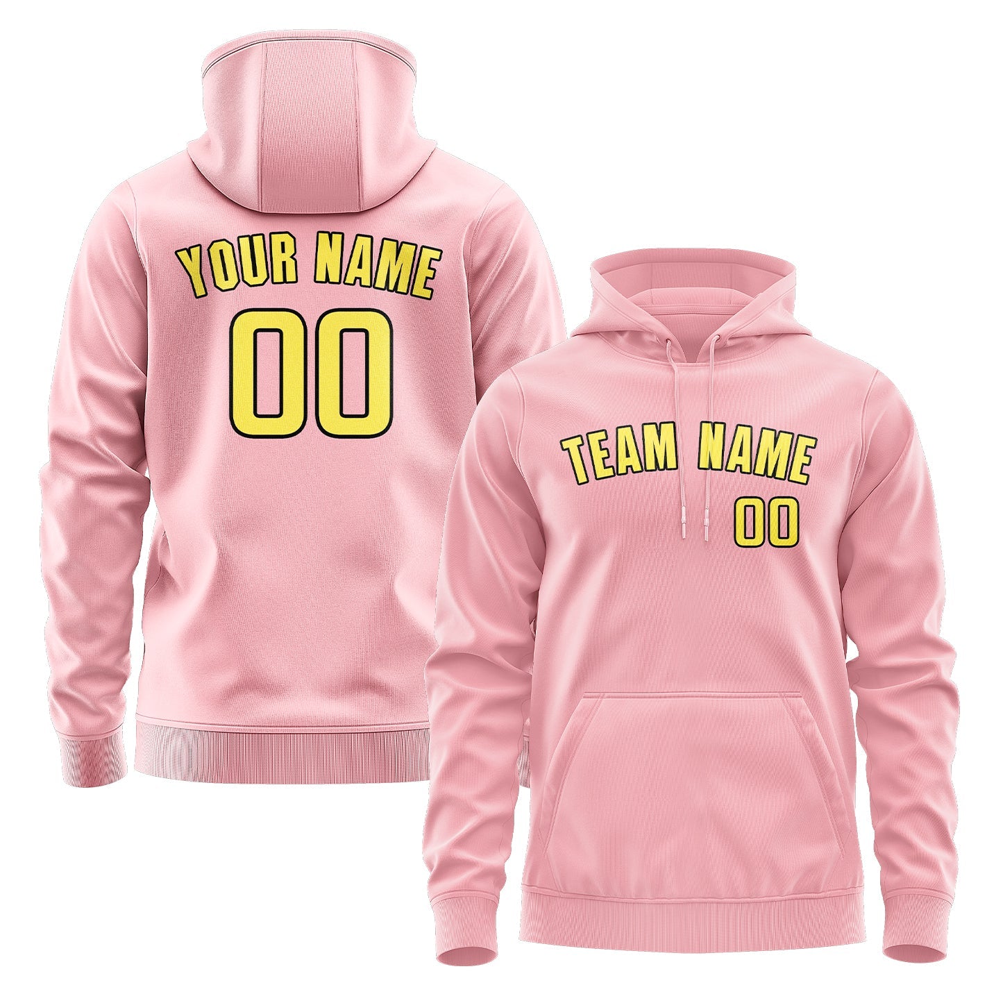 Custom Light Pink Light Yellow Hoodie