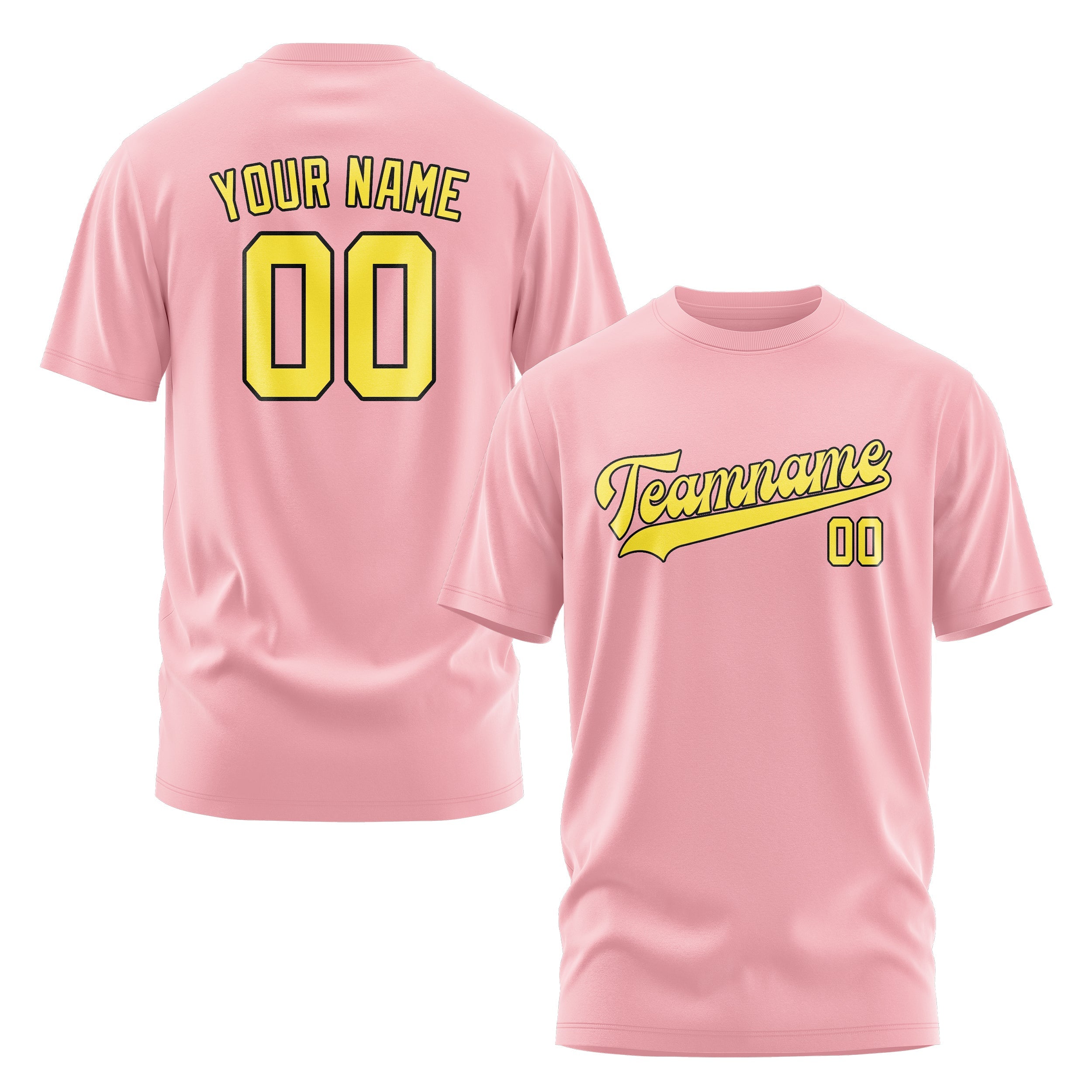 Custom Light Pink Light Yellow T-Shirt