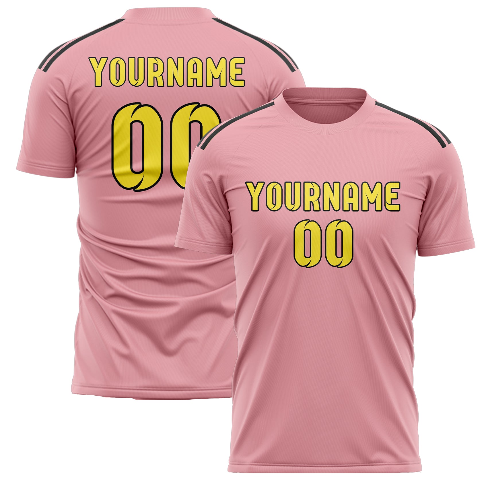Custom Light Pink Light Yellow Soccer Jersey
