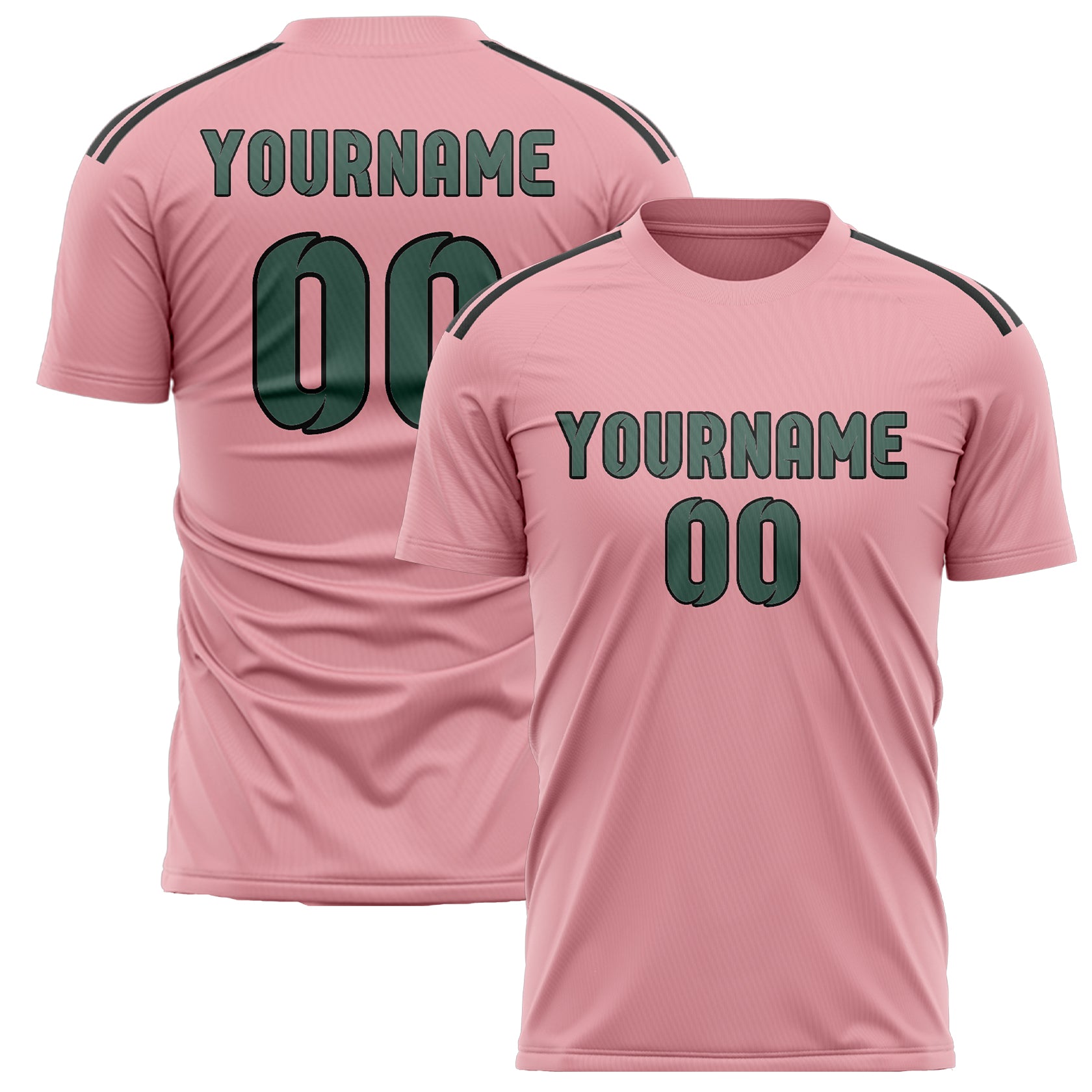 Custom Light Pink Blue Green Soccer Jersey