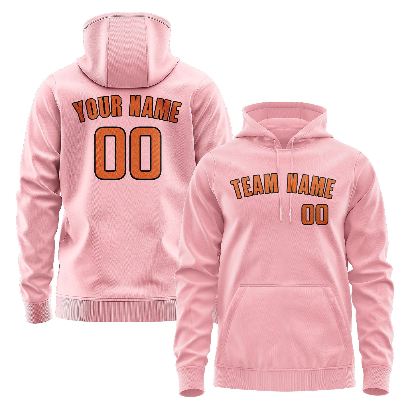 Custom Light Pink Orange Hoodie