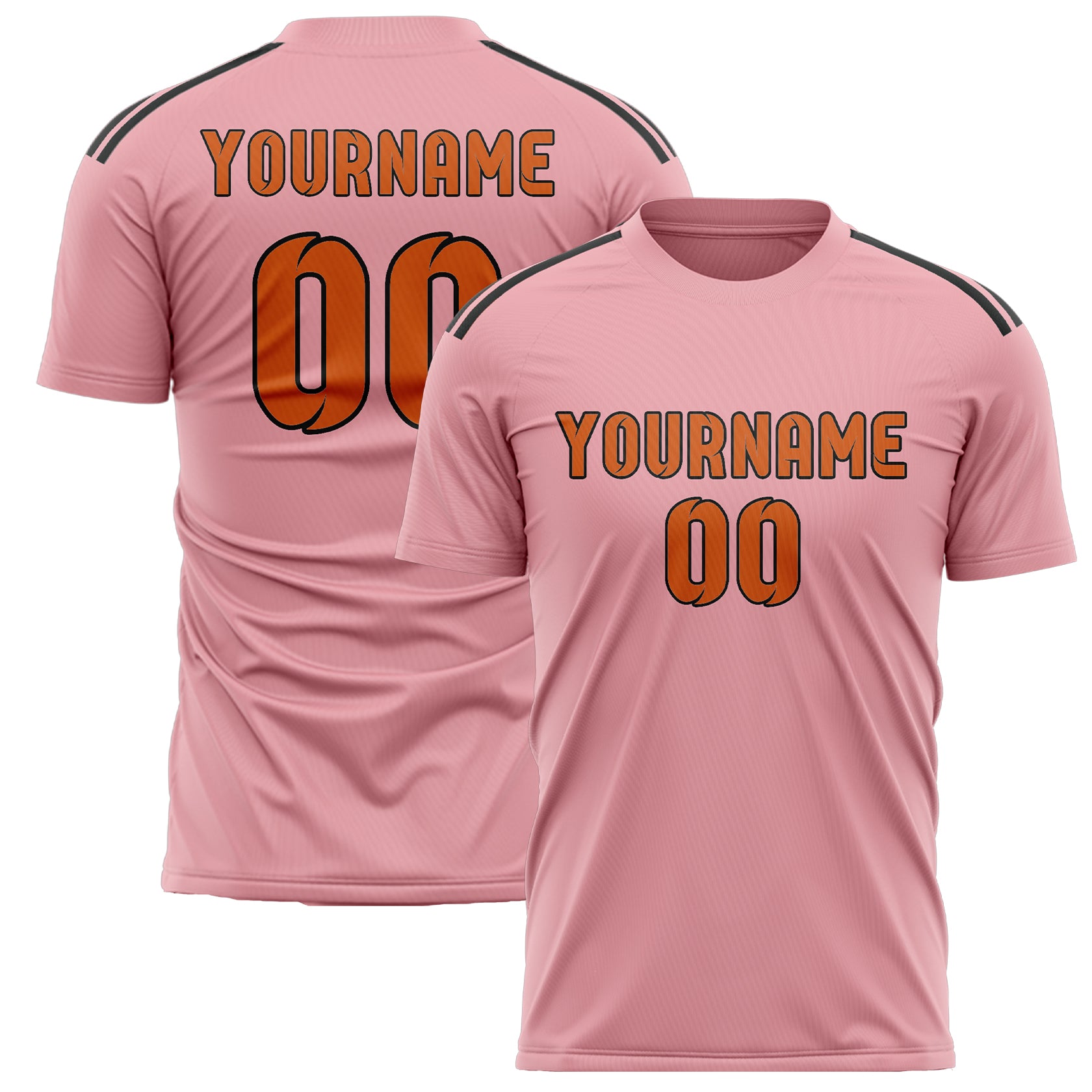 Custom Light Pink Orange Soccer Jersey