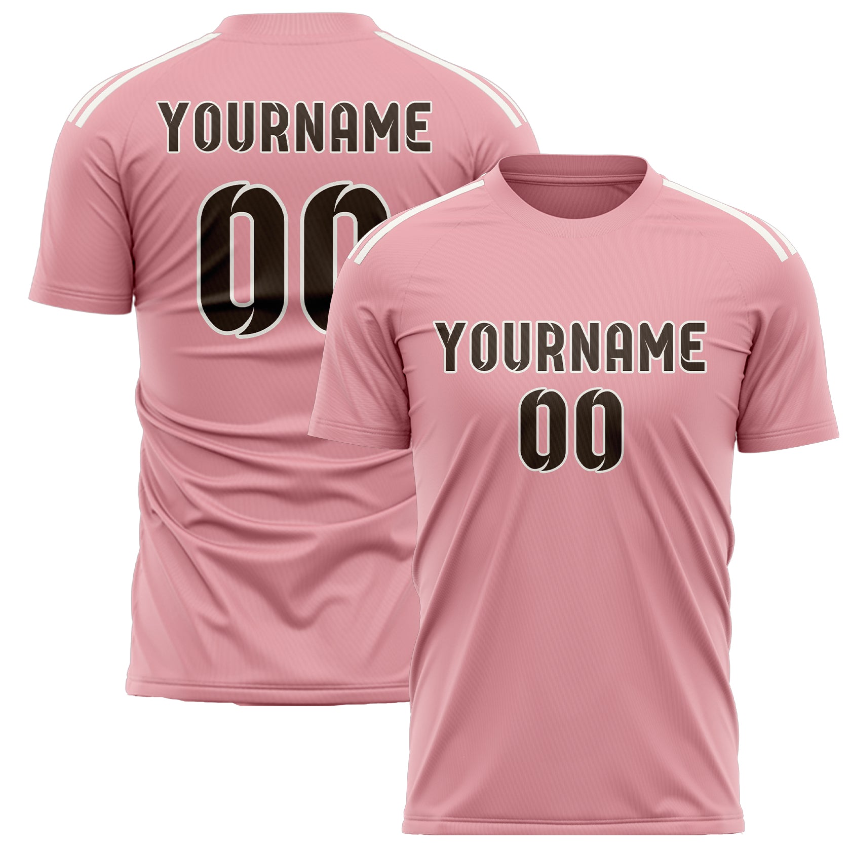 Custom Light Pink Brown Soccer Jersey