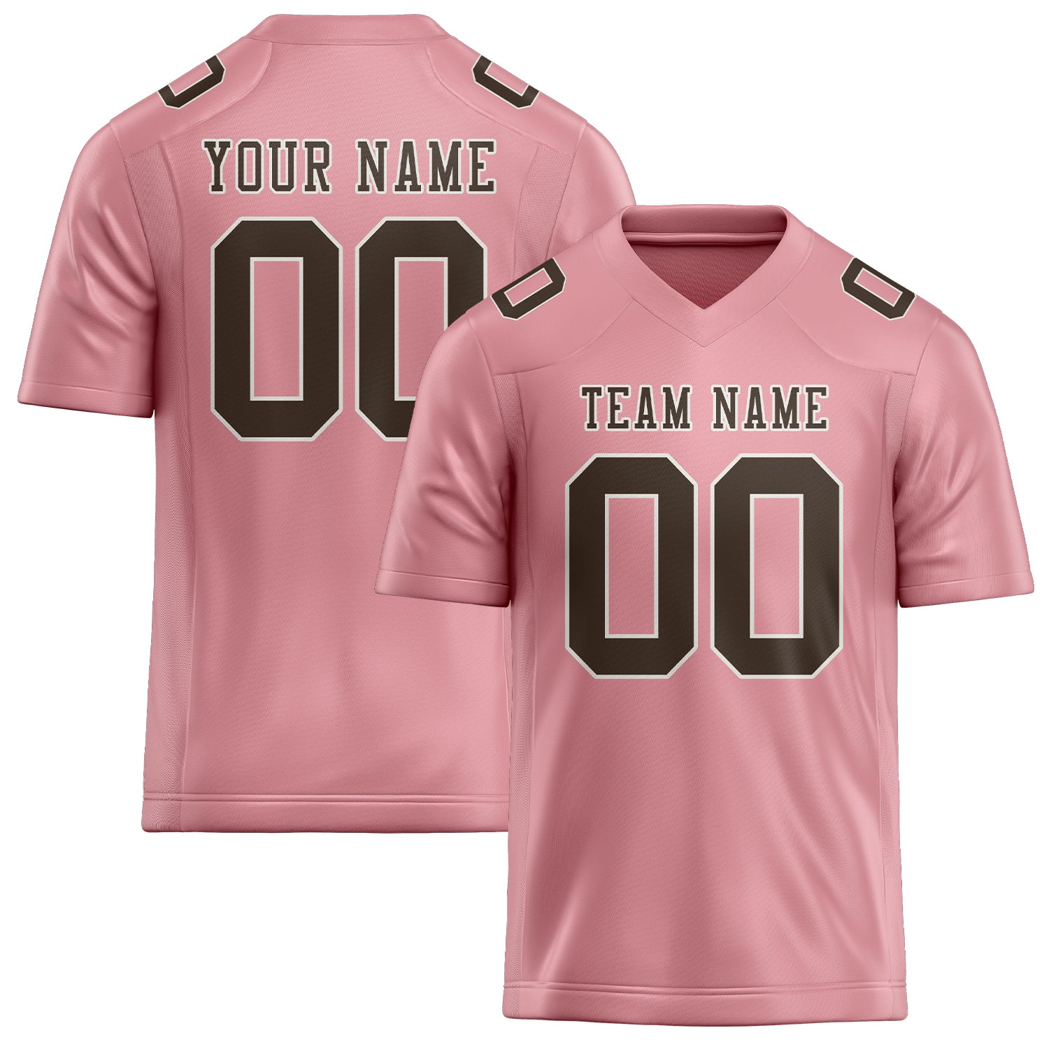 Custom Light Pink Brown Football Jersey