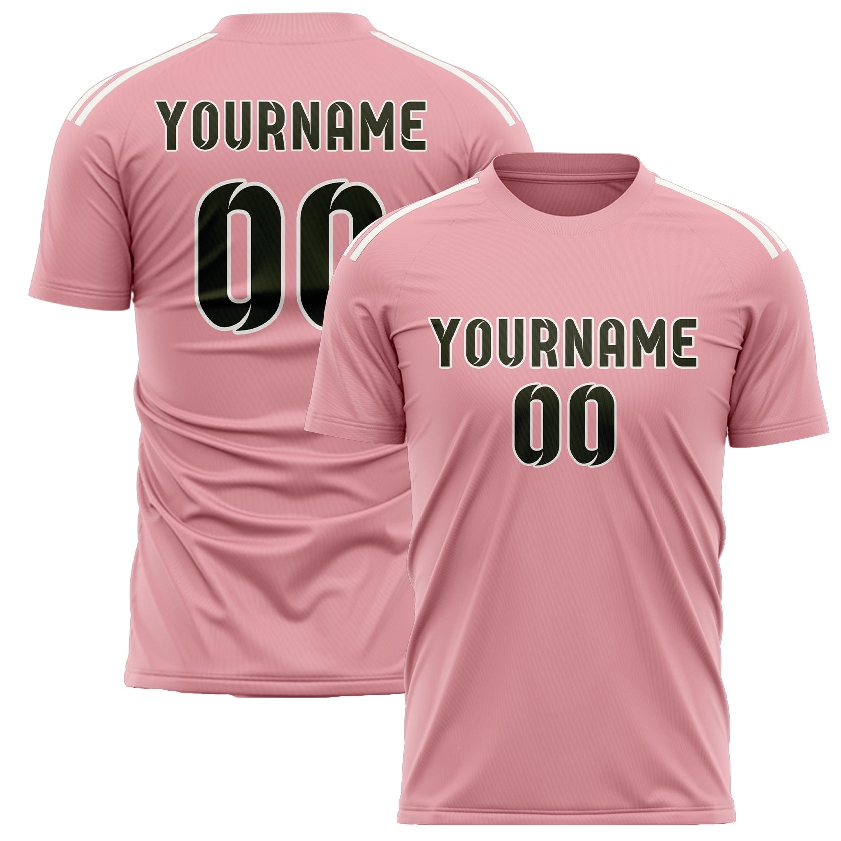 Custom Light Pink Olive Soccer Jersey