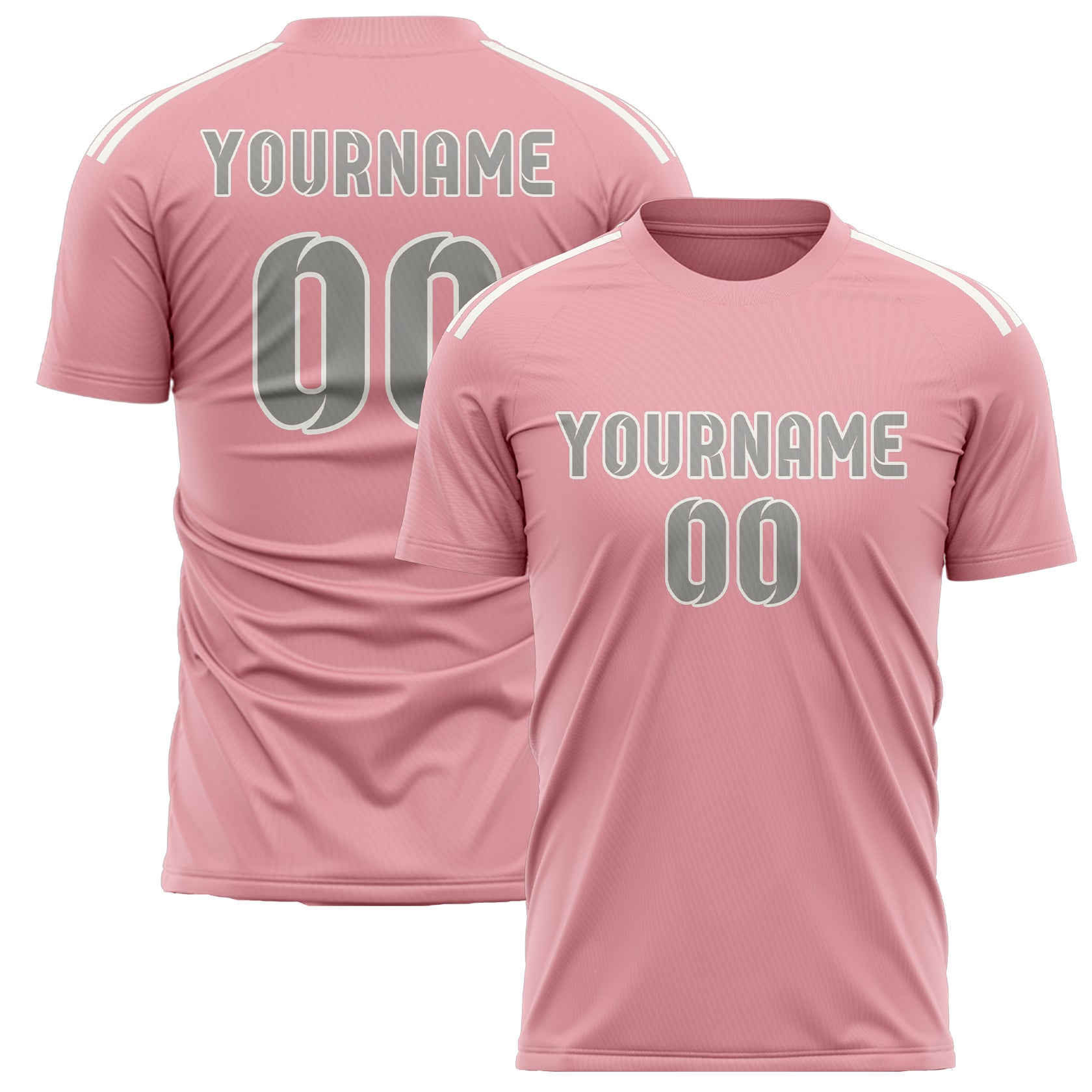 Custom Light Pink Gray Soccer Jersey