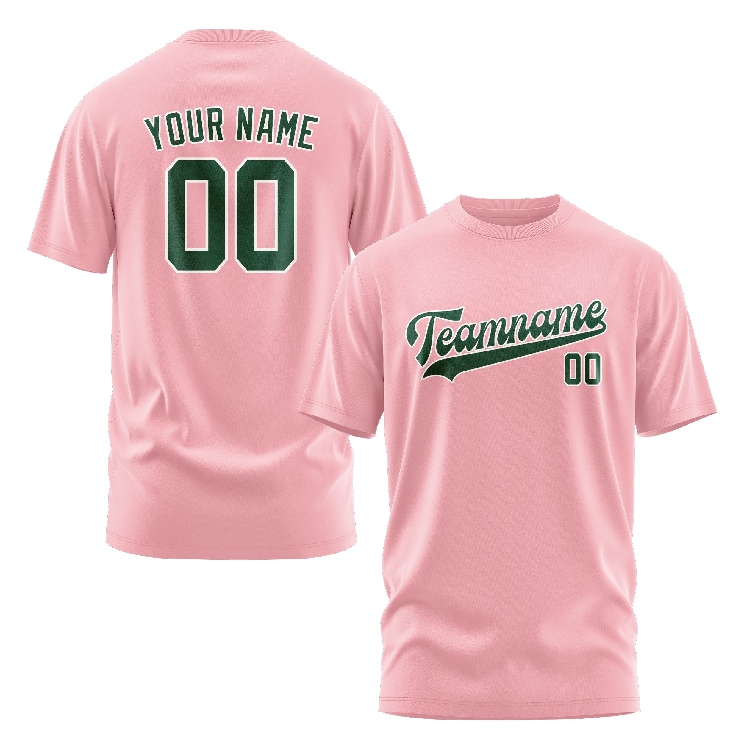Custom Light Pink Green T-Shirt