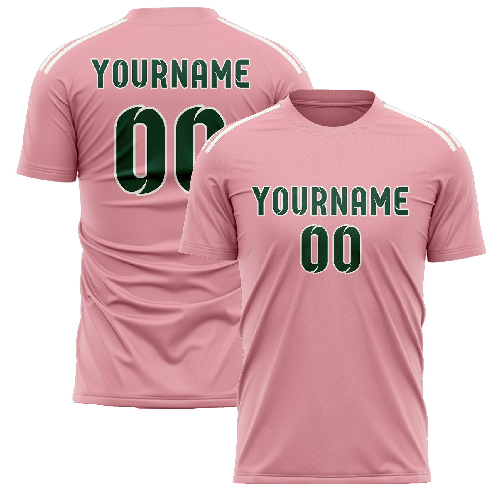 Custom Light Pink Green Soccer Jersey