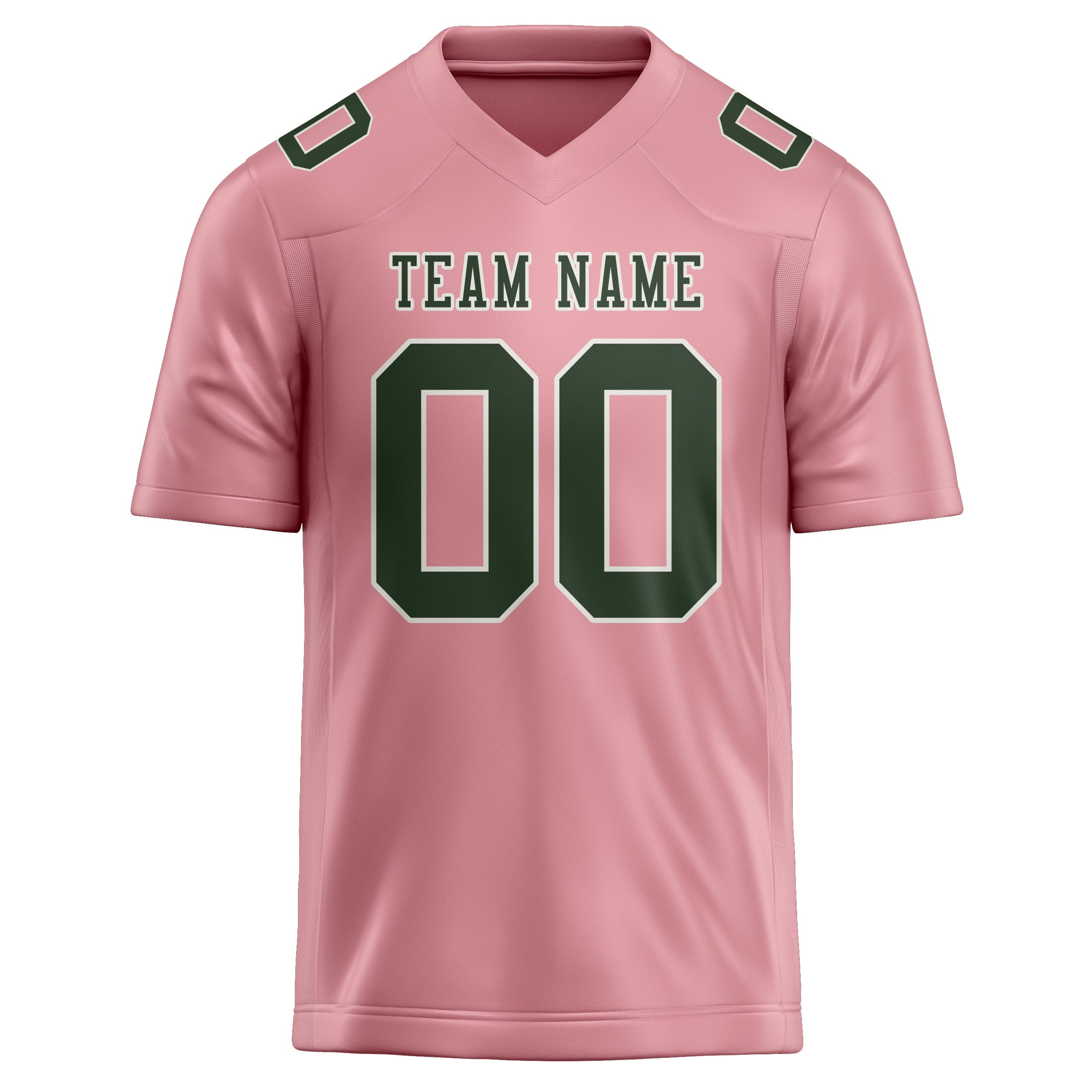 Custom Light Pink Dark Green Football Jersey