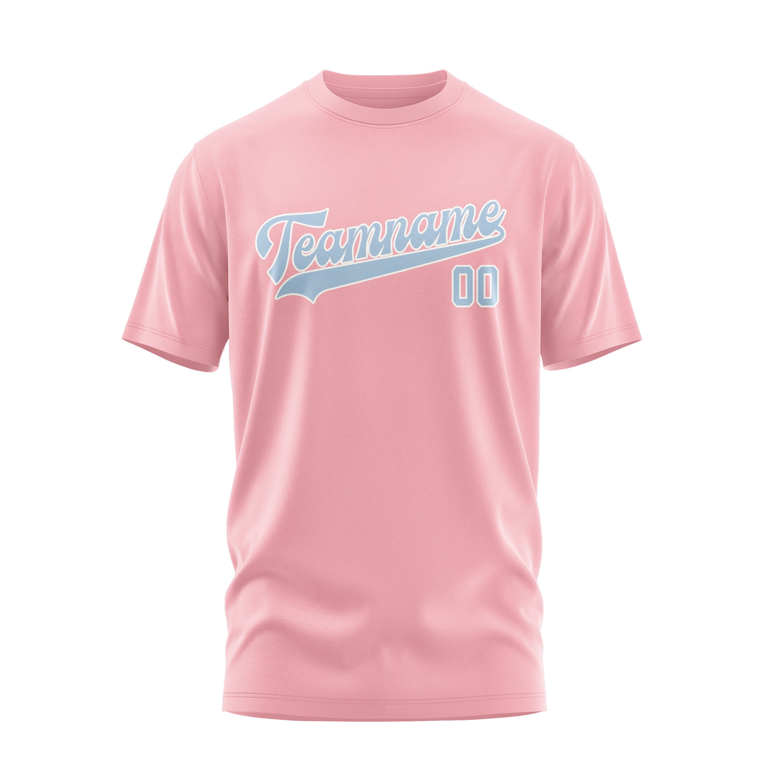 Custom Light Pink Light Blue T-Shirt
