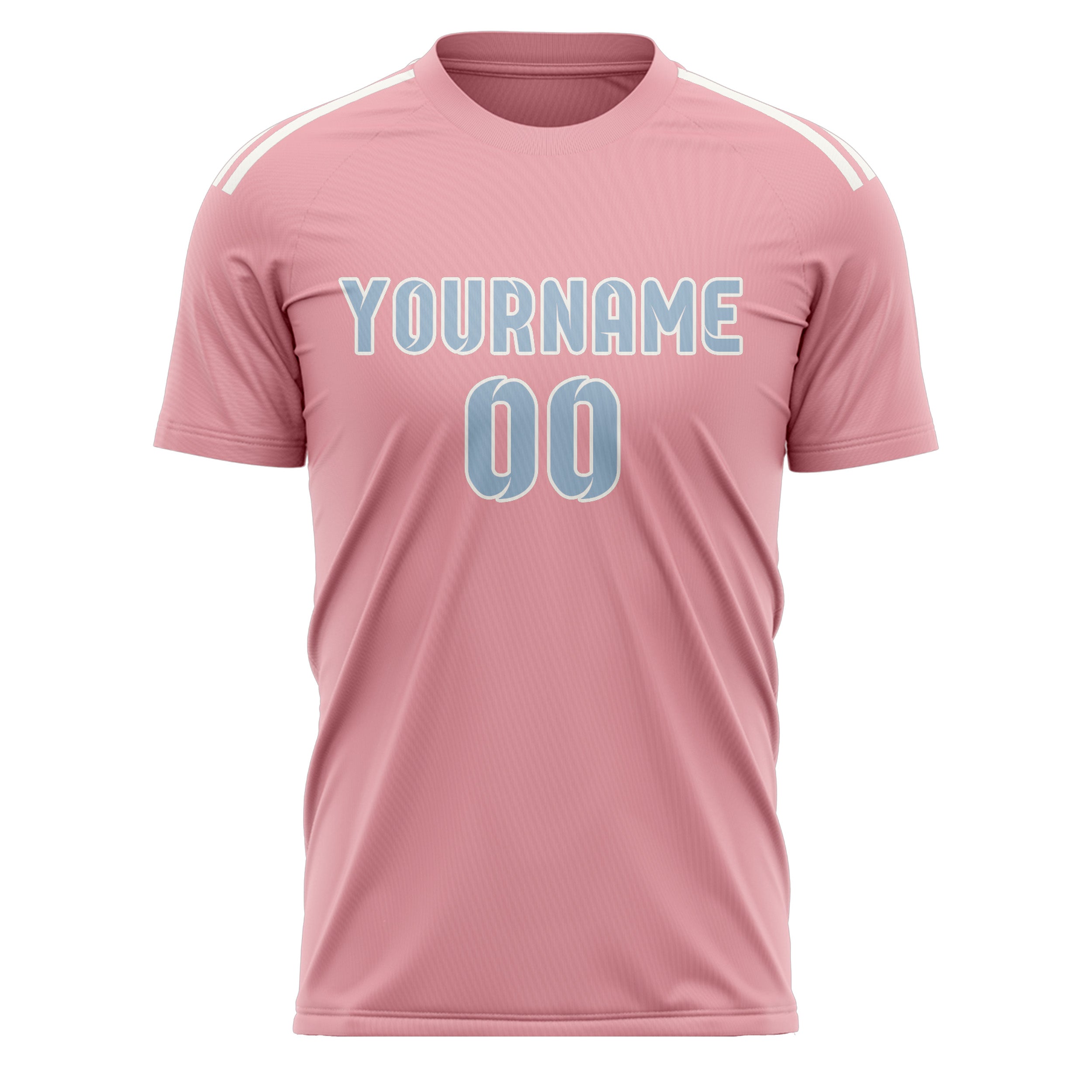 Custom Light Pink Light Blue Soccer Jersey