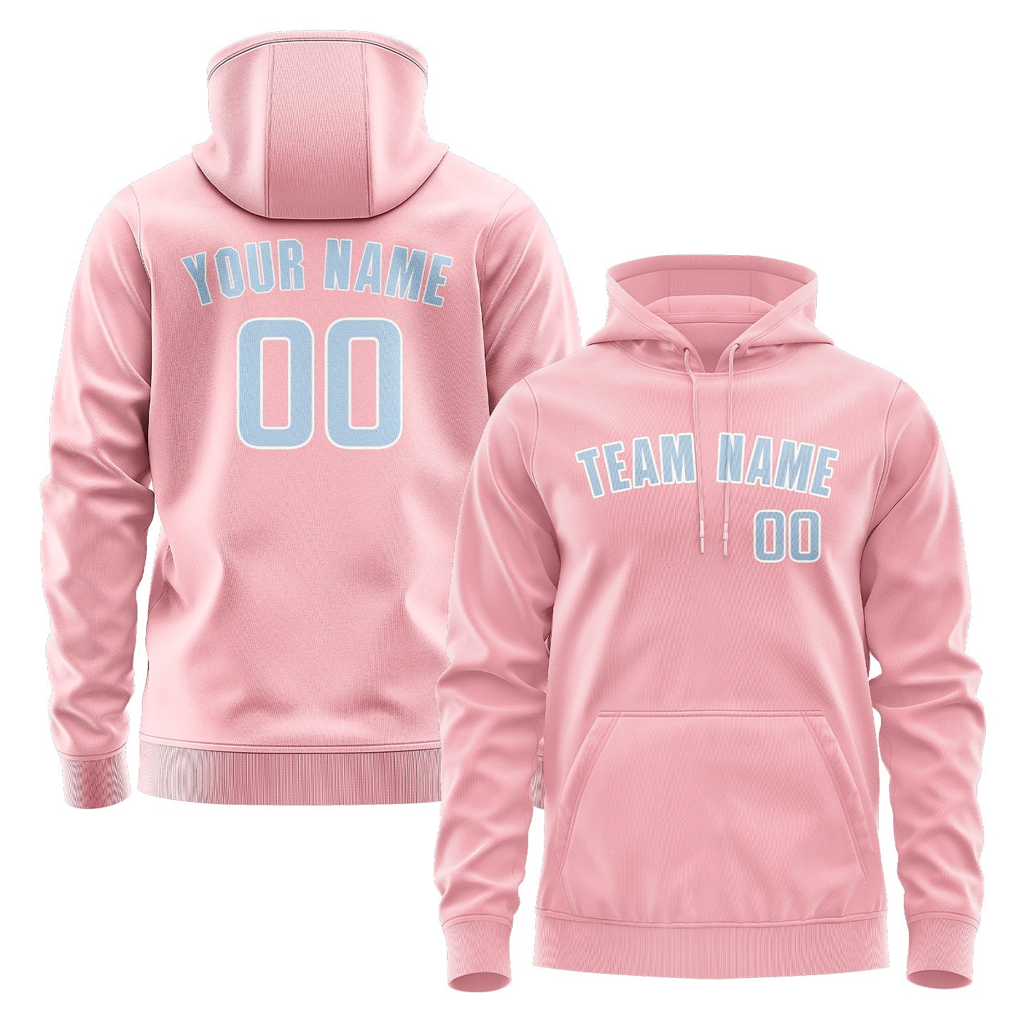Custom Light Pink Light Blue Hoodie