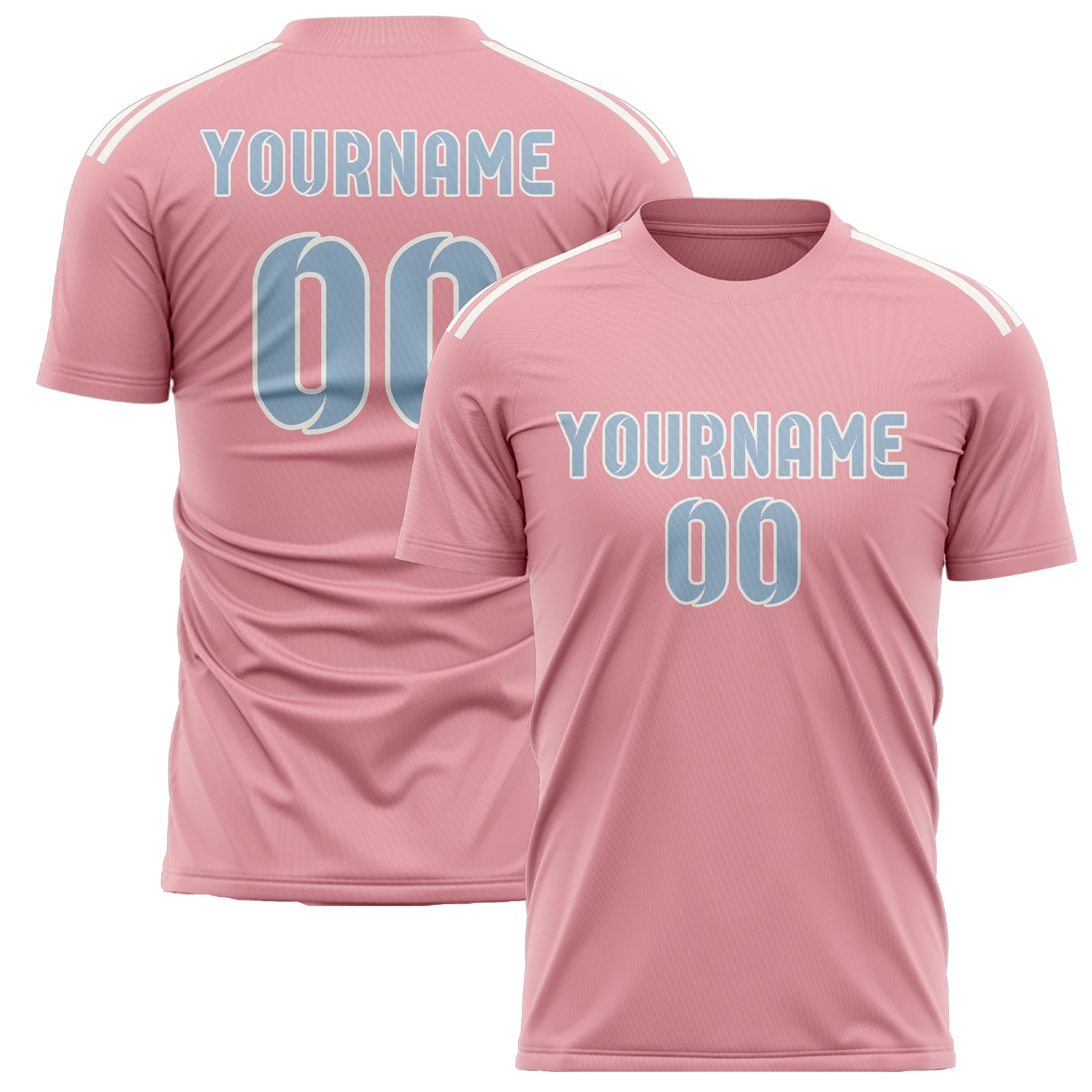 Custom Light Pink Light Blue Soccer Jersey