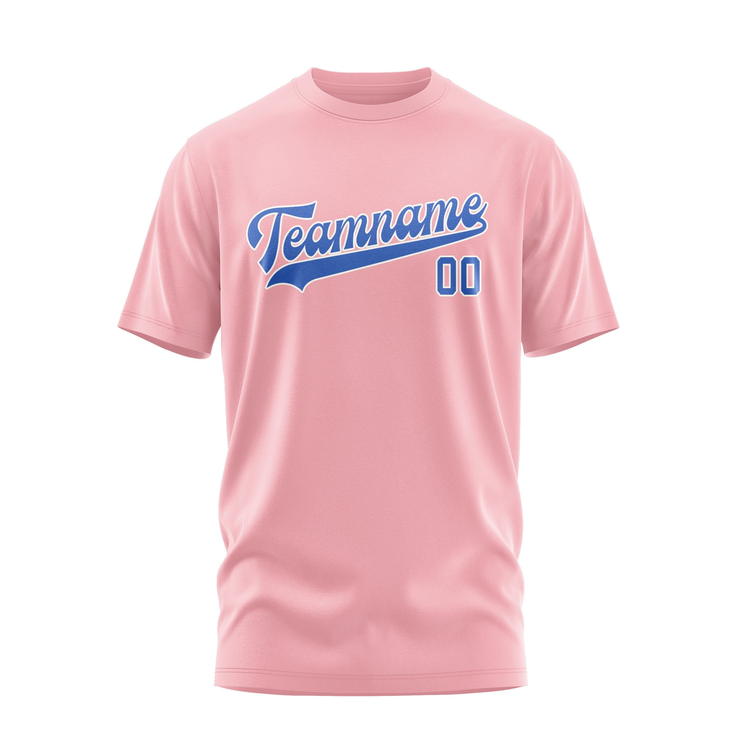 Custom Light Pink Sky Blue T-Shirt