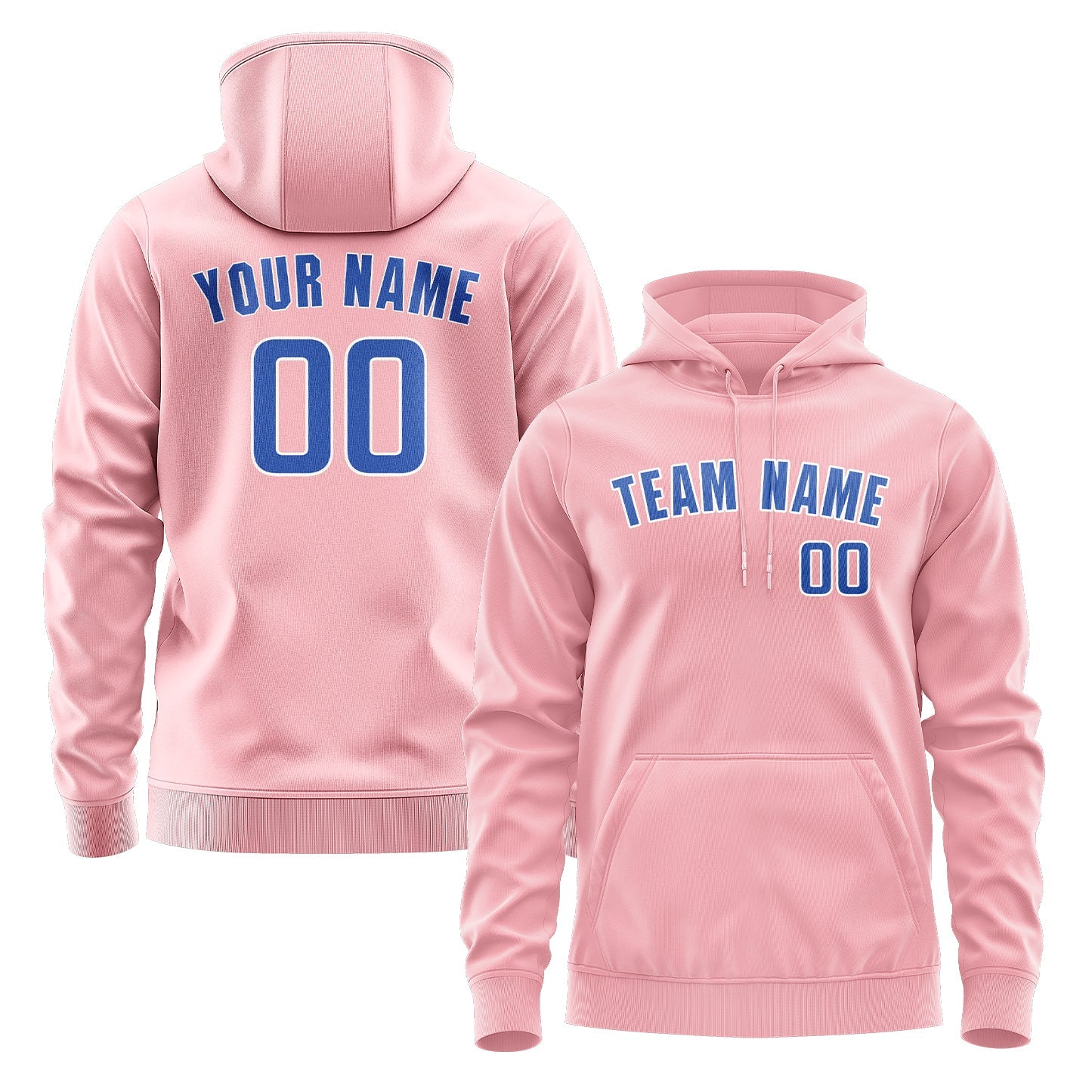 Custom Light Pink Sky Blue Hoodie