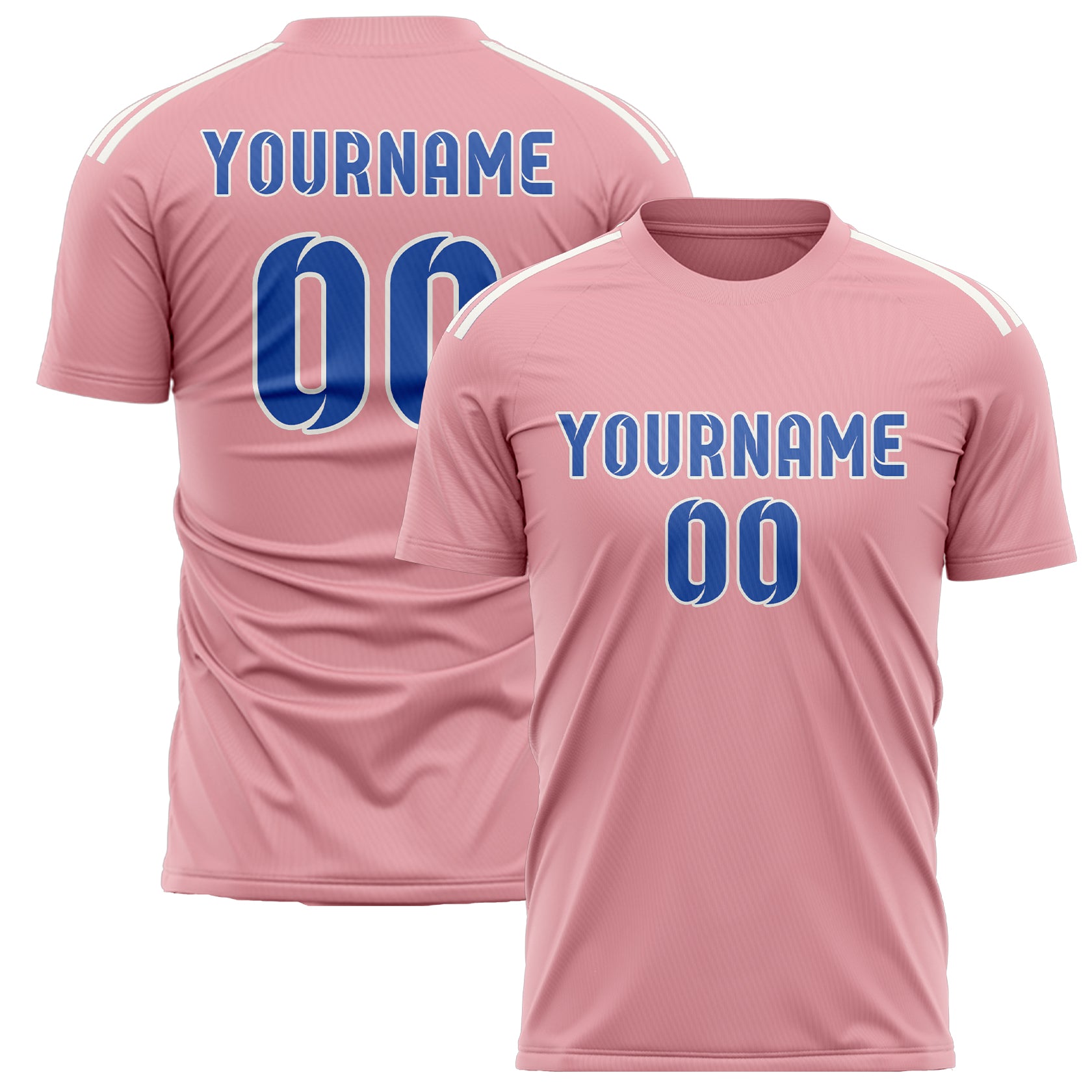 Custom Light Pink Sky Blue Soccer Jersey