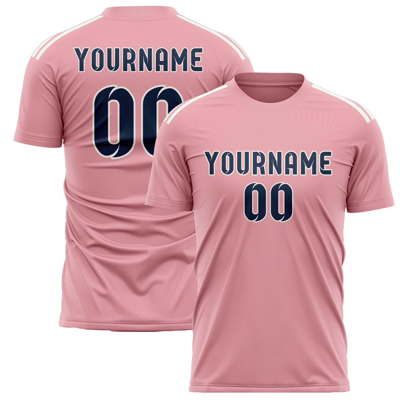 Custom Light Pink Blue Soccer Jersey