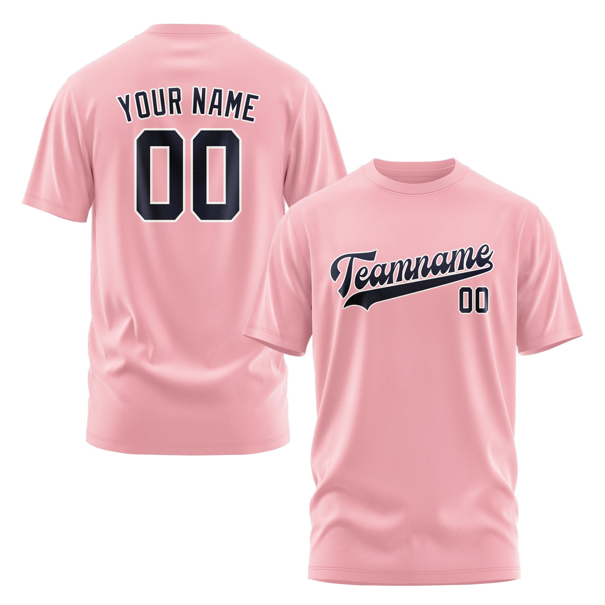 Custom Light Pink Navy T-Shirt