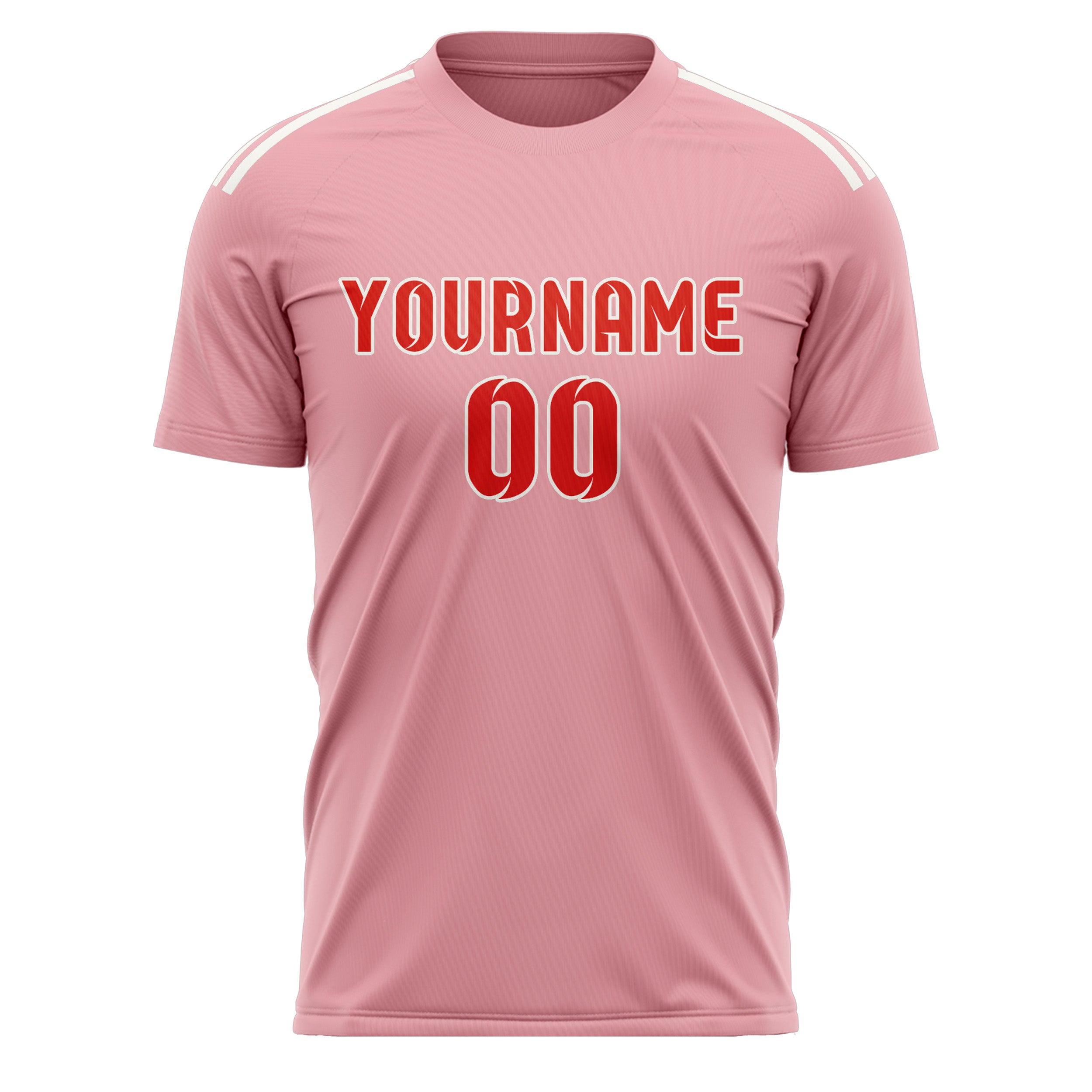 Custom Light Pink Orange Red Soccer Jersey