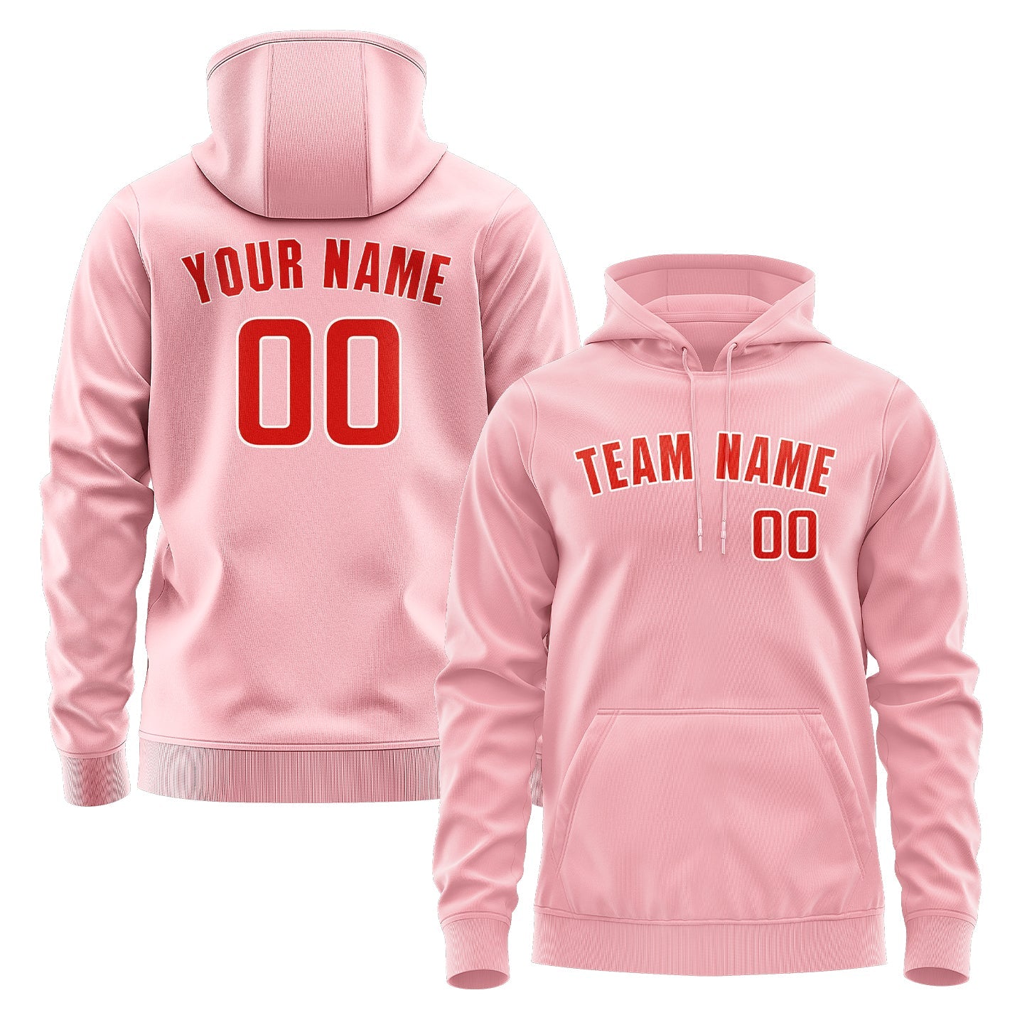 Custom Light Pink Orange Red Hoodie
