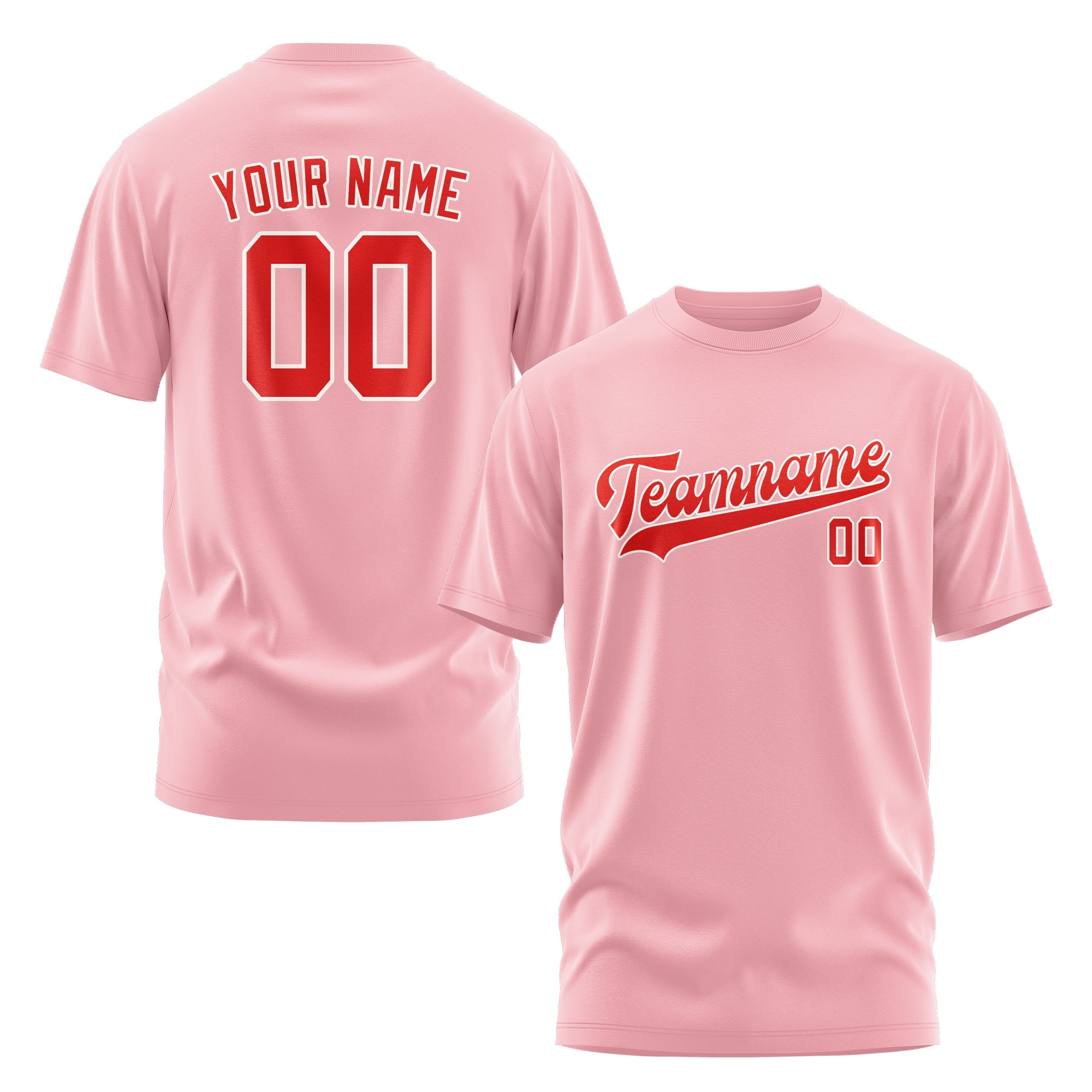 Custom Light Pink Orange Red T-Shirt