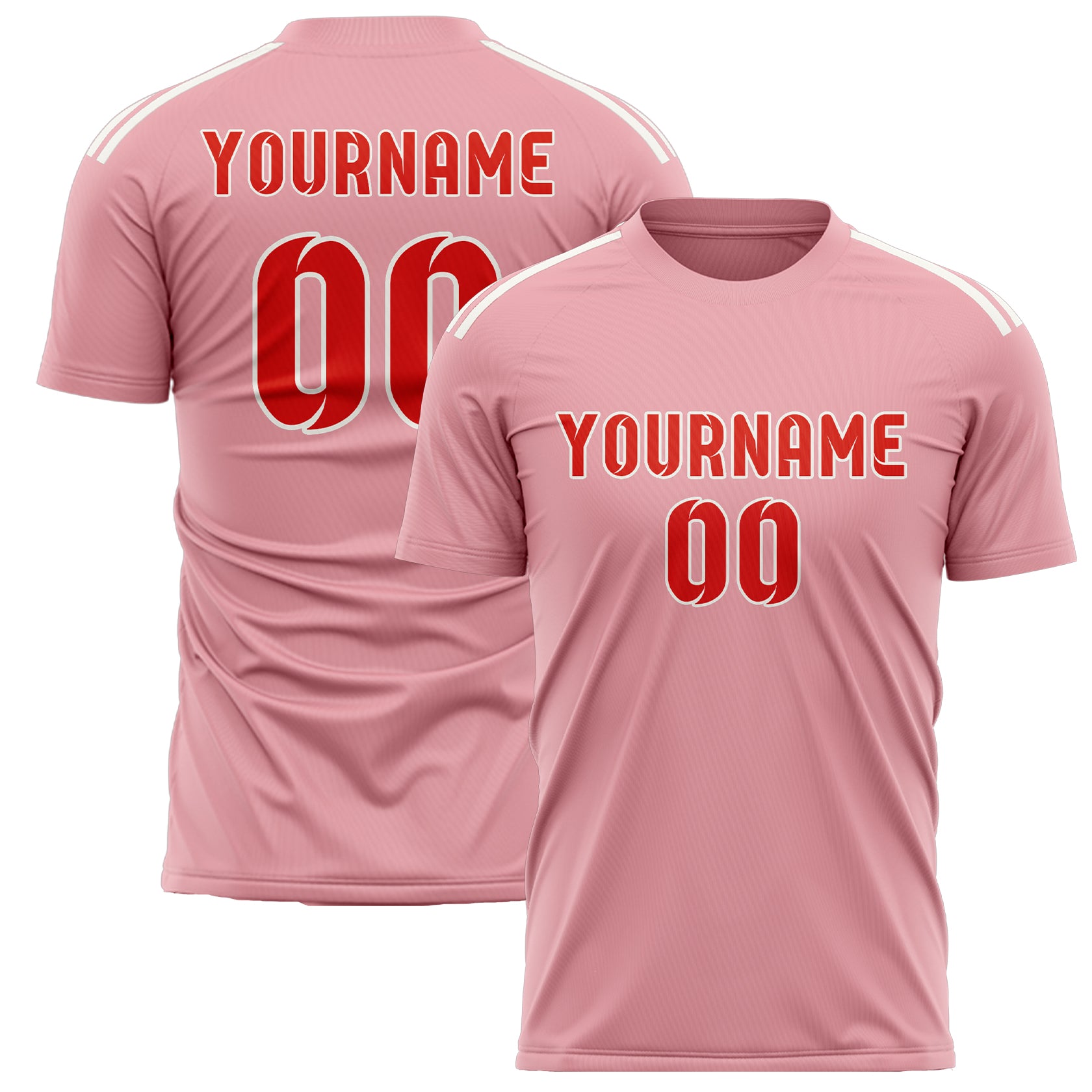 Custom Light Pink Orange Red Soccer Jersey