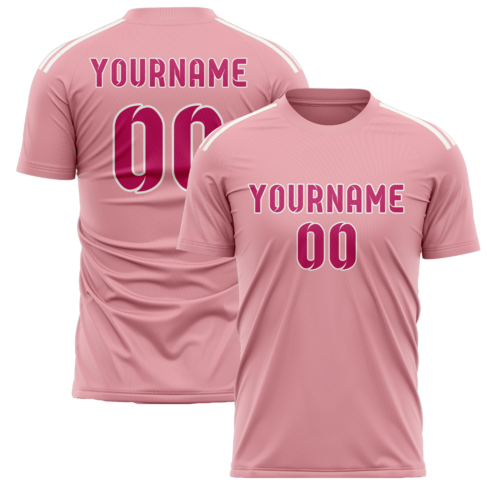 Custom Light Pink Pink Soccer Jersey