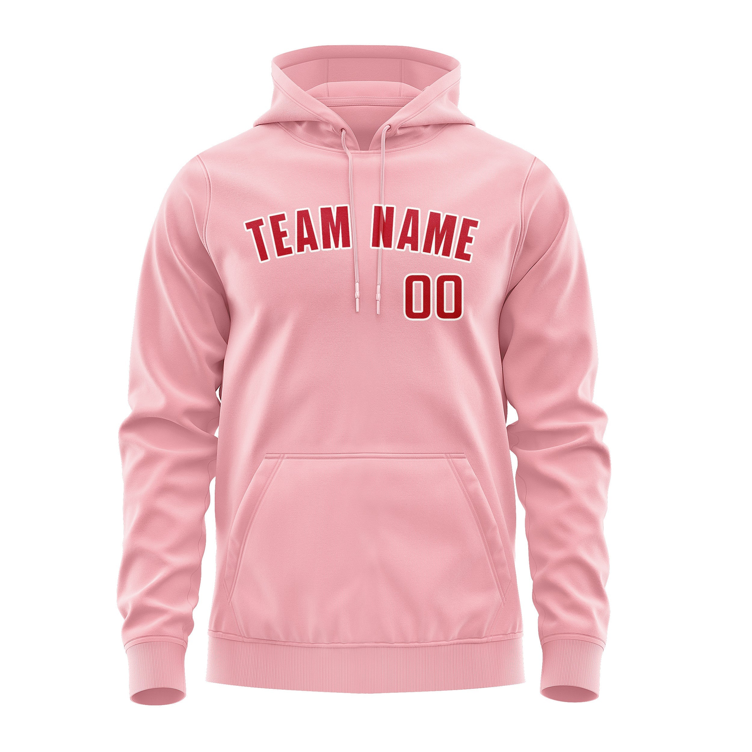 Custom Light Pink Red Hoodie
