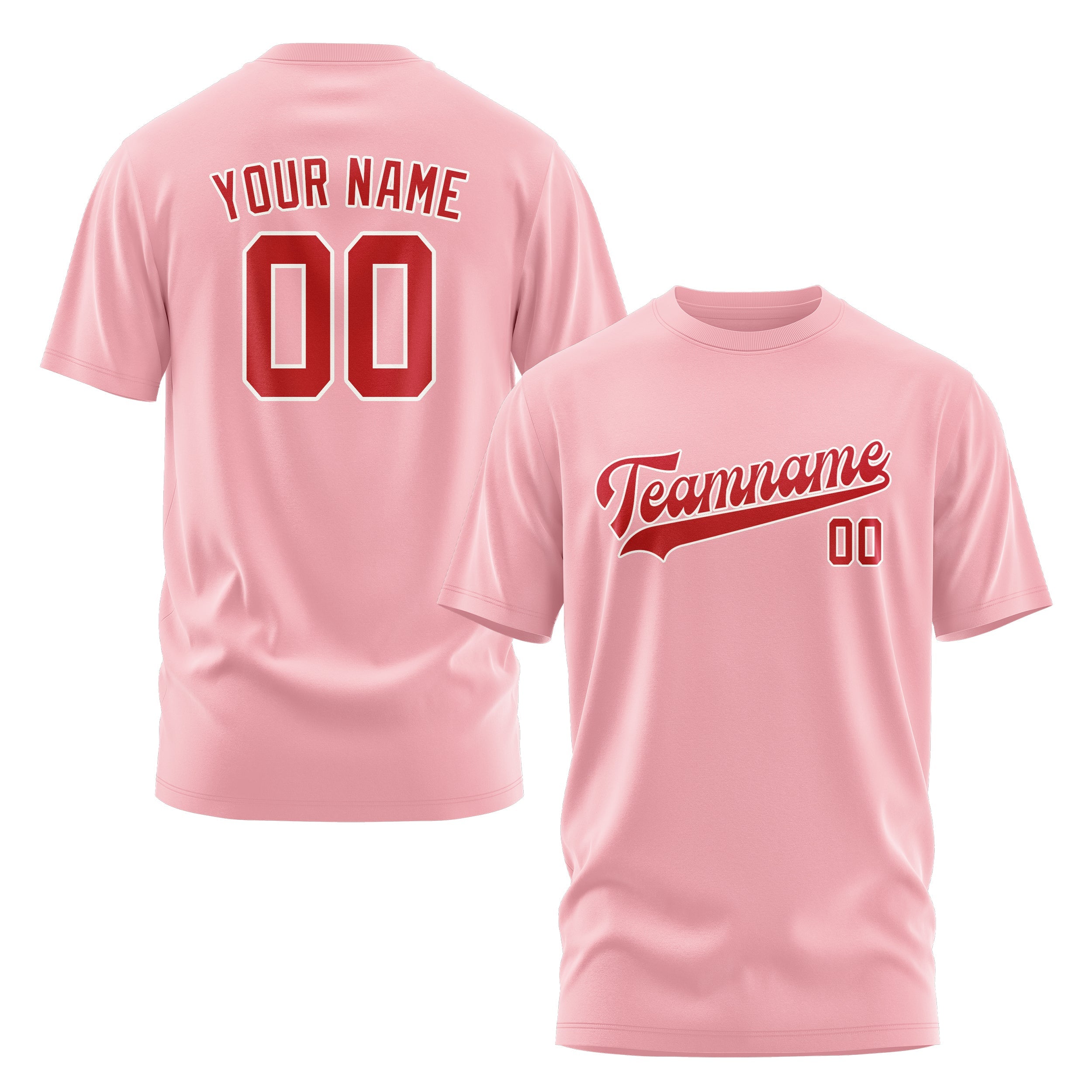 Custom Light Pink Red T-Shirt