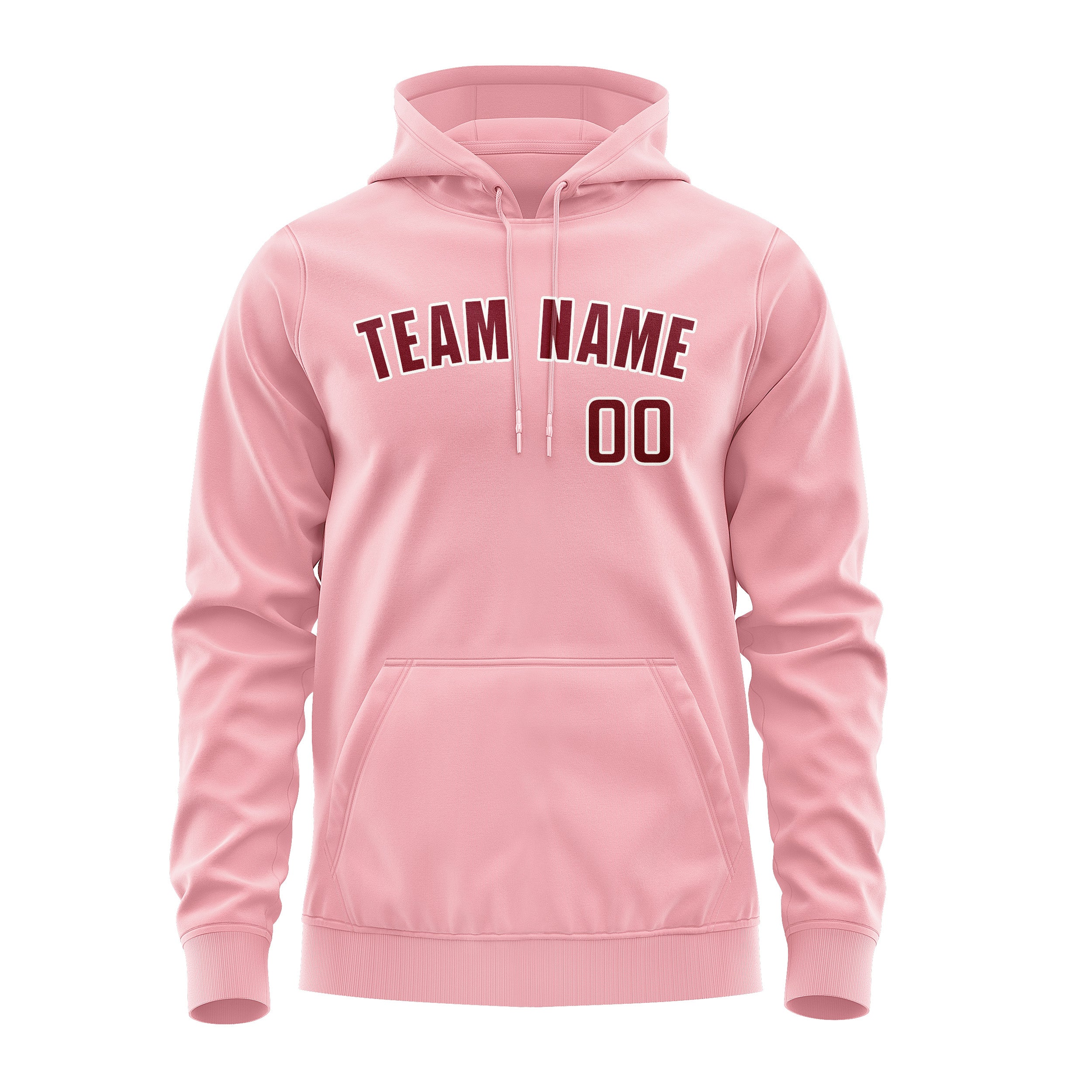 Custom Light Pink Crimson Red Hoodie