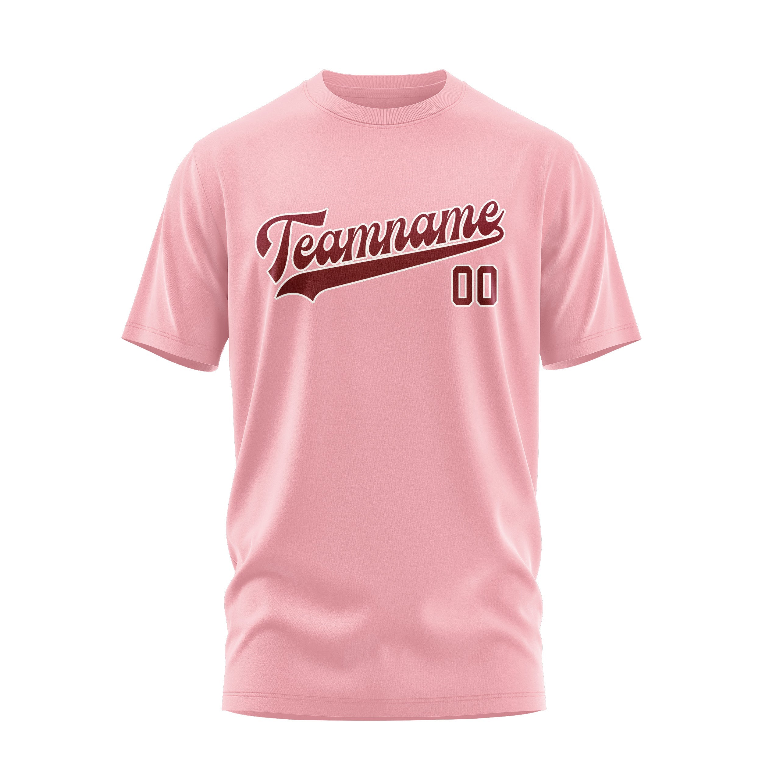 Custom Light Pink Crimson Red T-Shirt