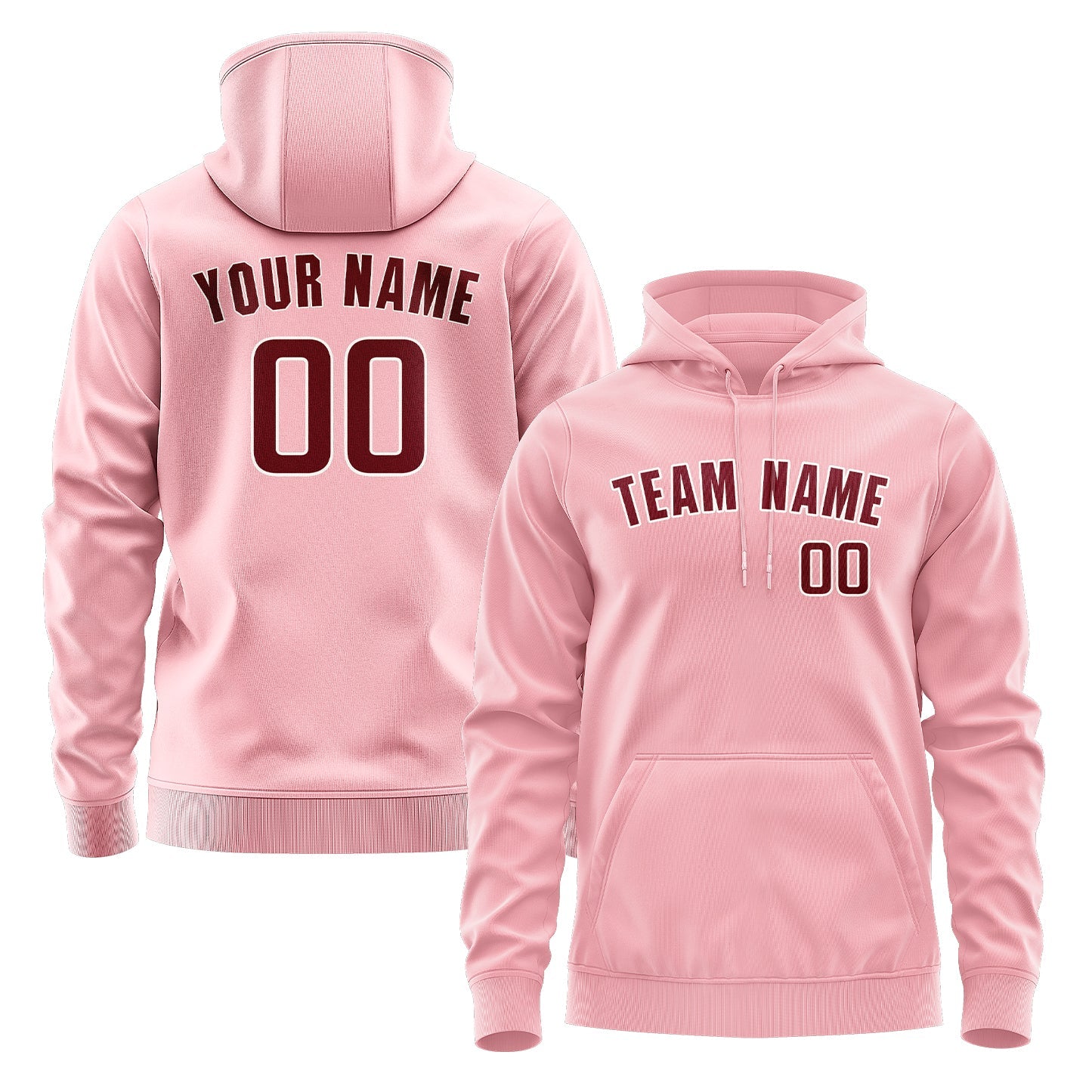 Custom Light Pink Crimson Red Hoodie