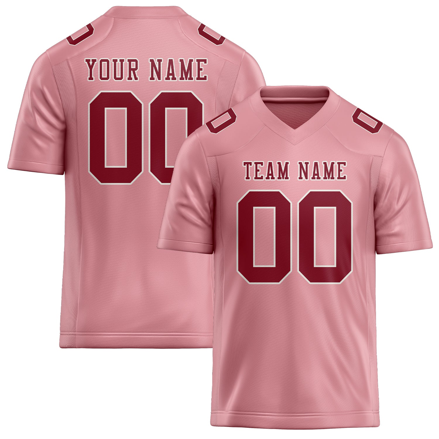 Custom Light Pink Crimson Red Football Jersey