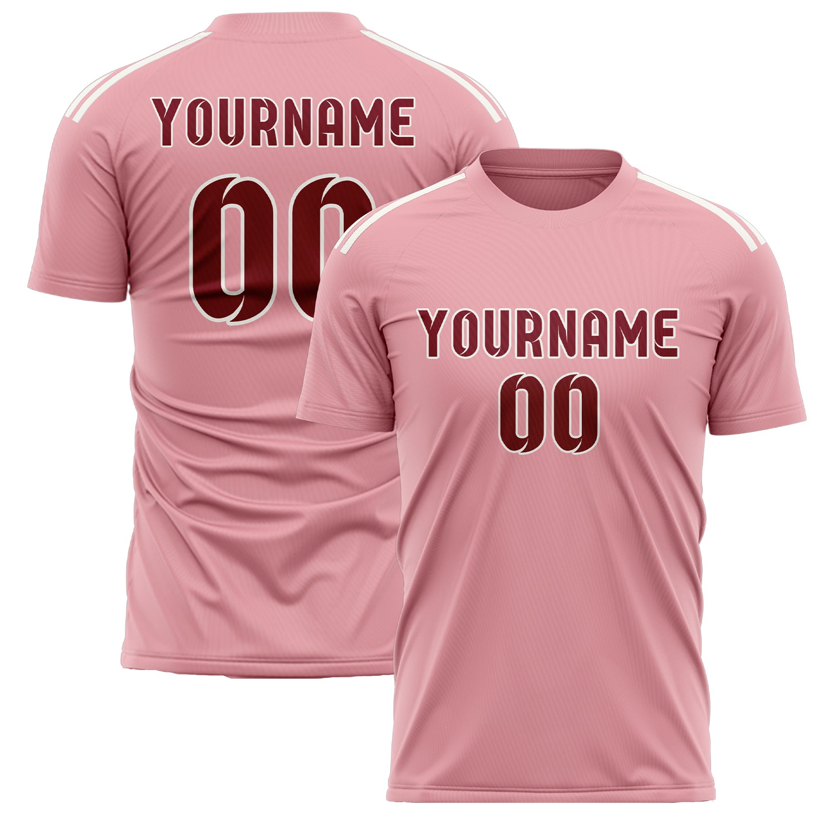 Custom Light Pink Crimson Red Soccer Jersey