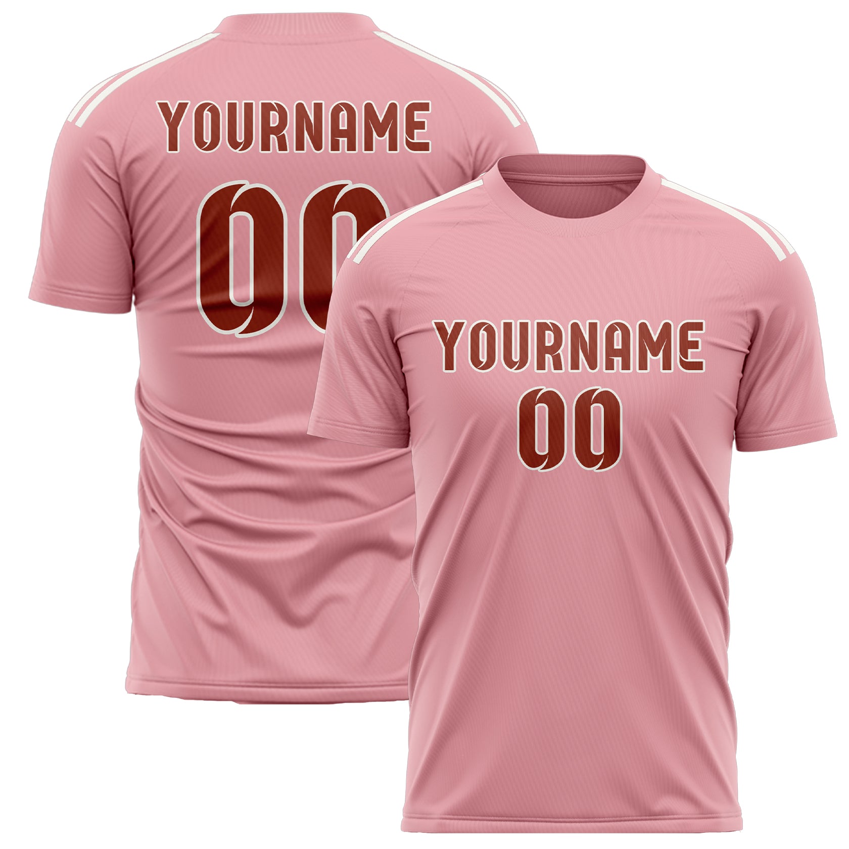Custom Light Pink Coral Red Soccer Jersey
