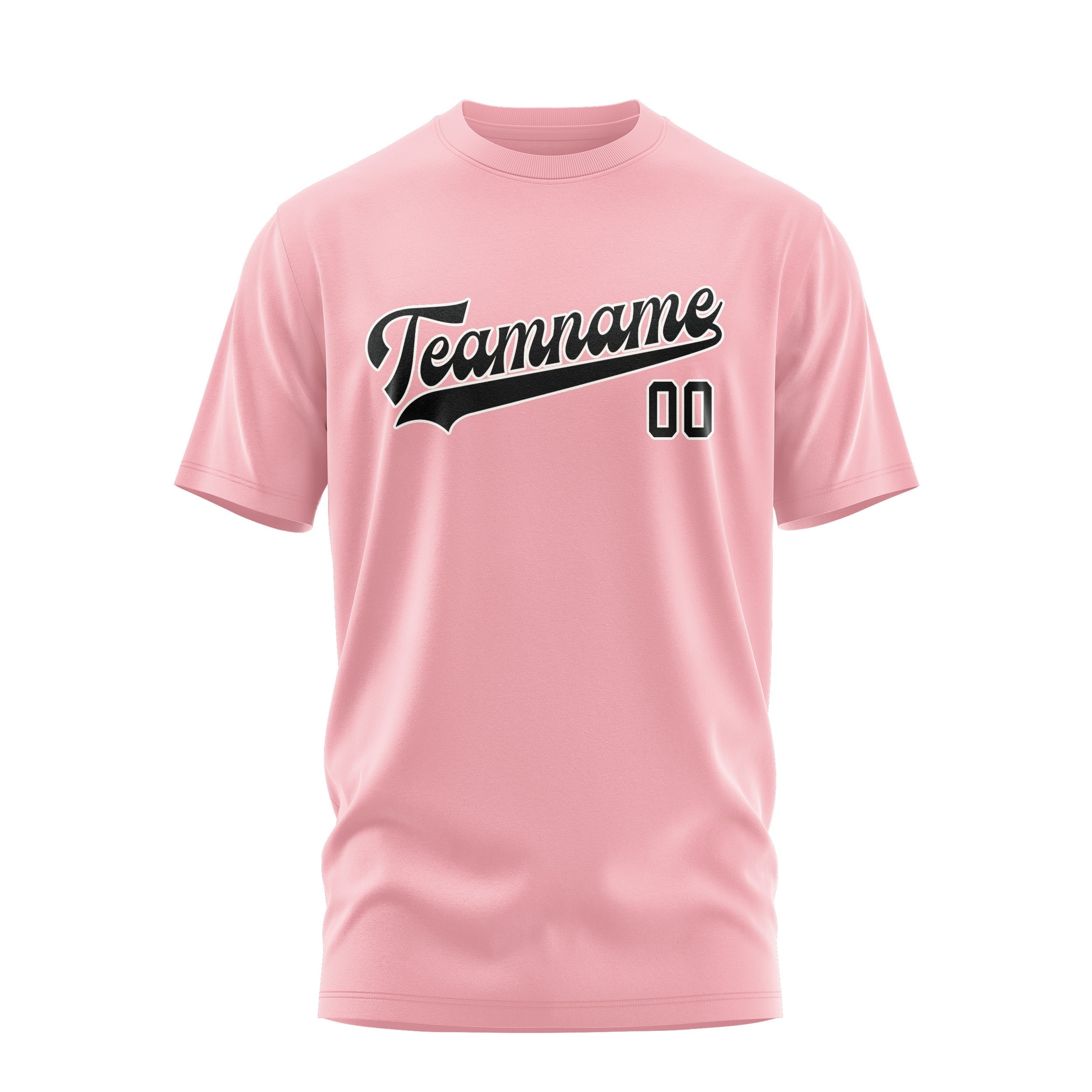 Custom Light Pink Black T-Shirt