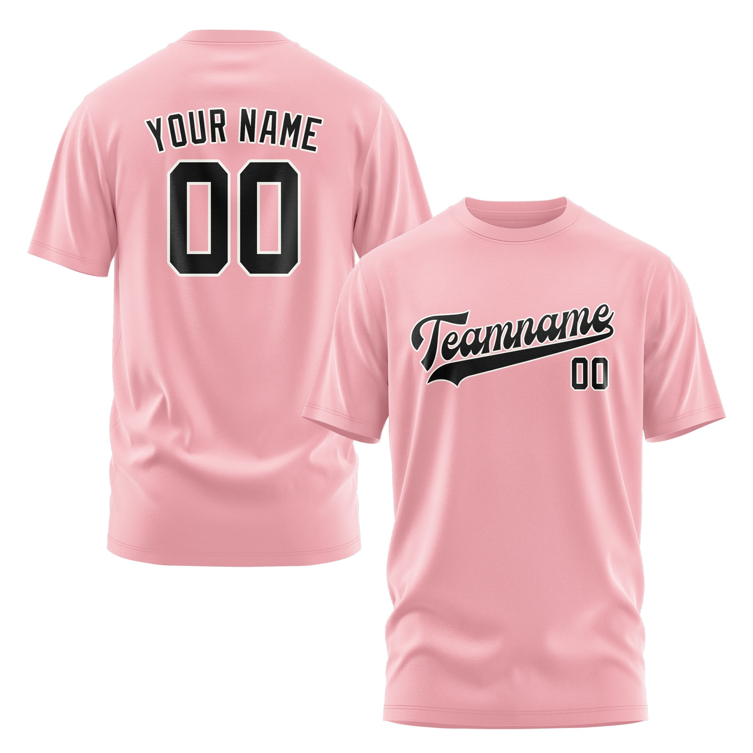 Custom Light Pink Black T-Shirt