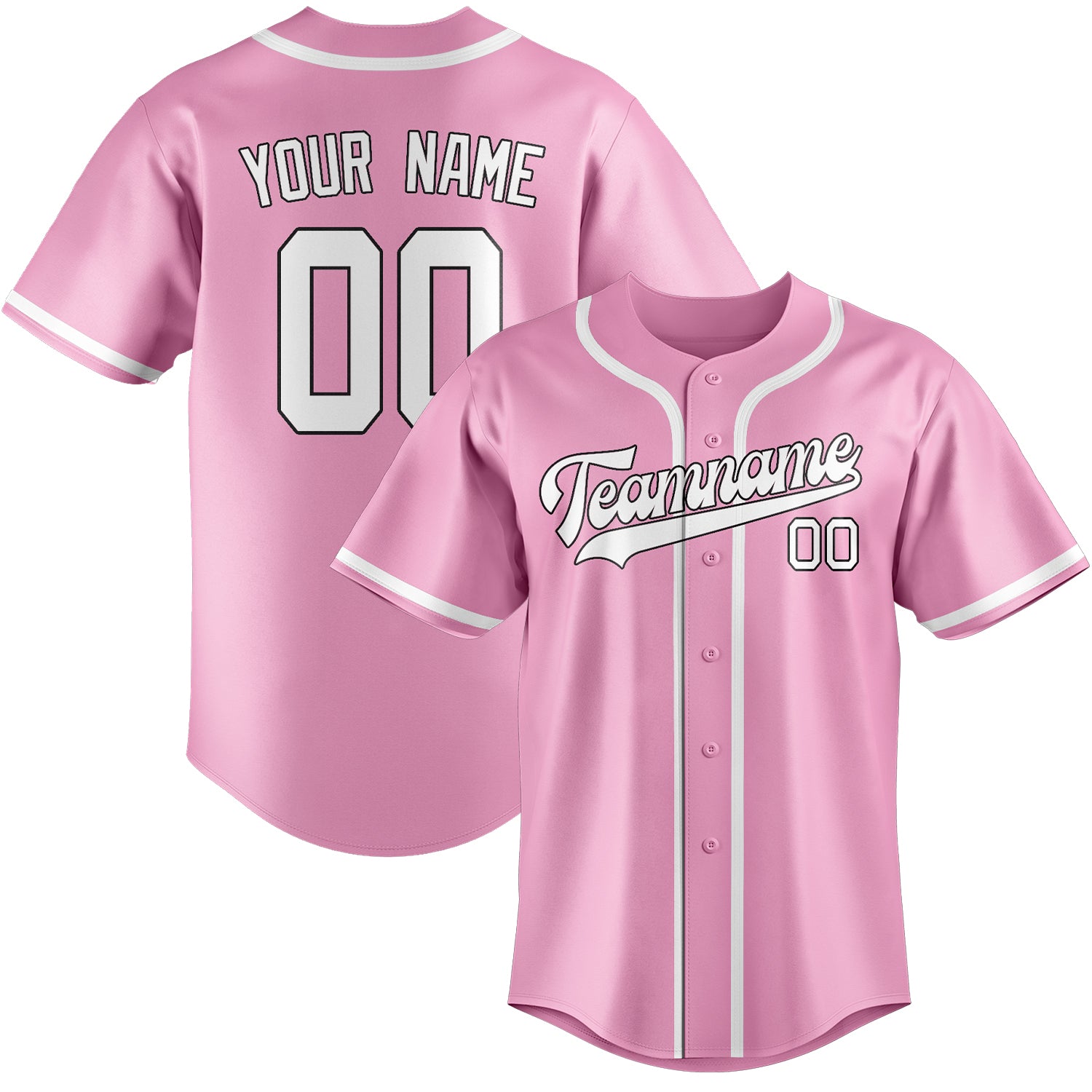 Custom Light Pink White Baseball Jersey