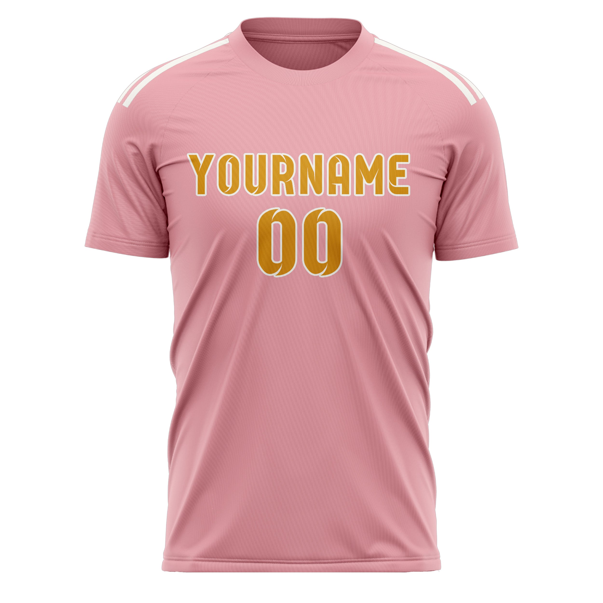 Custom Light Pink Yellow Soccer Jersey