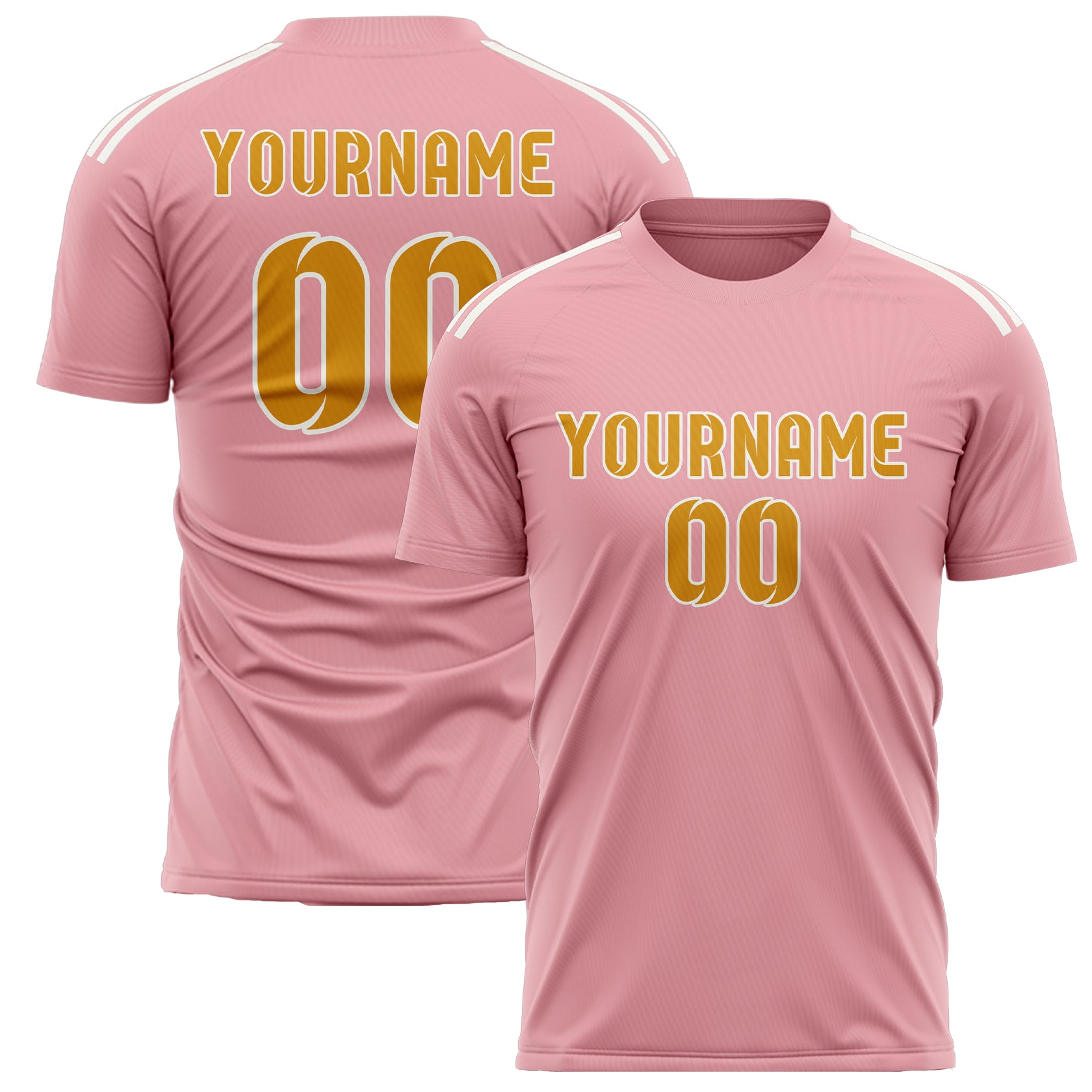 Custom Light Pink Yellow Soccer Jersey