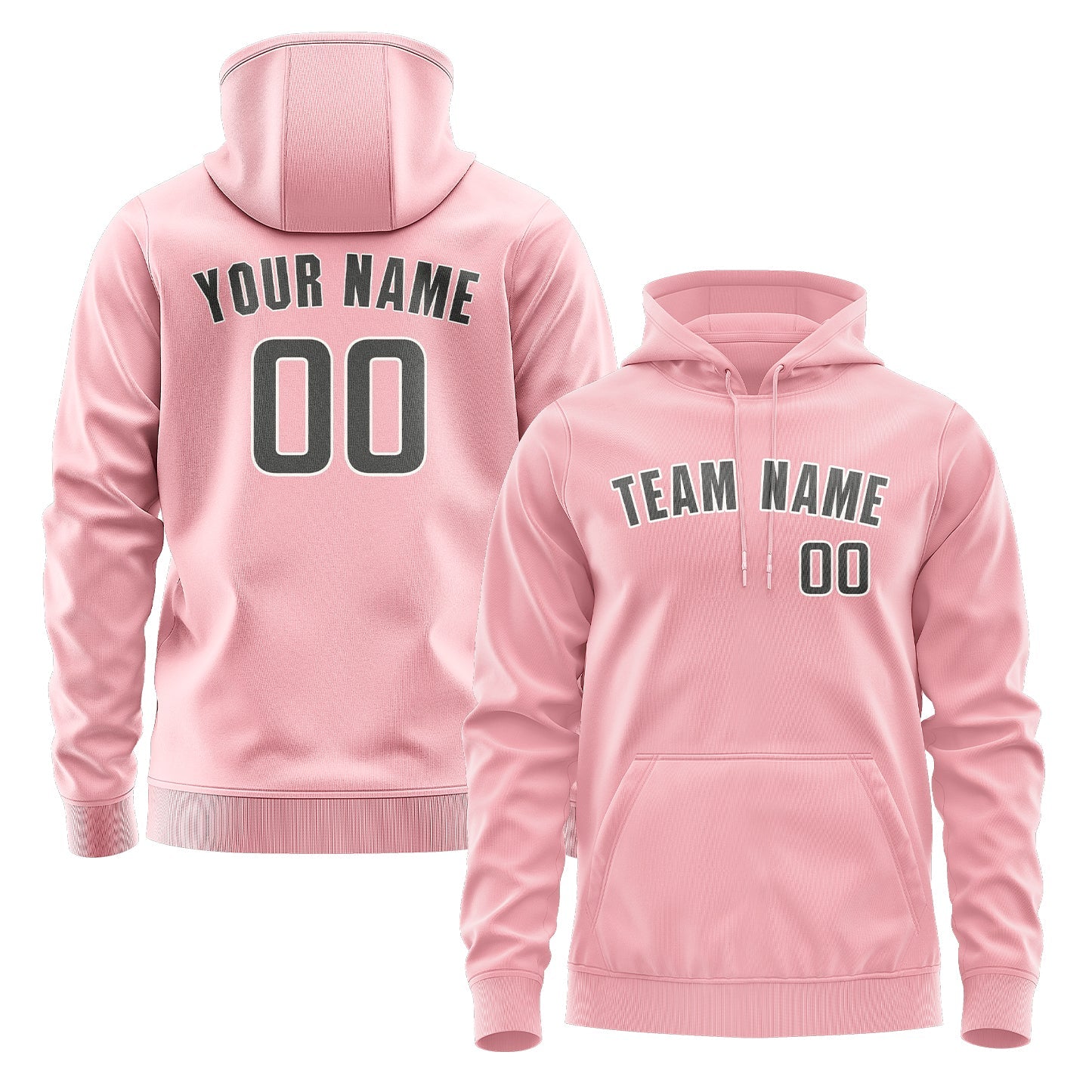 Custom Light Pink Dark Grey Hoodie