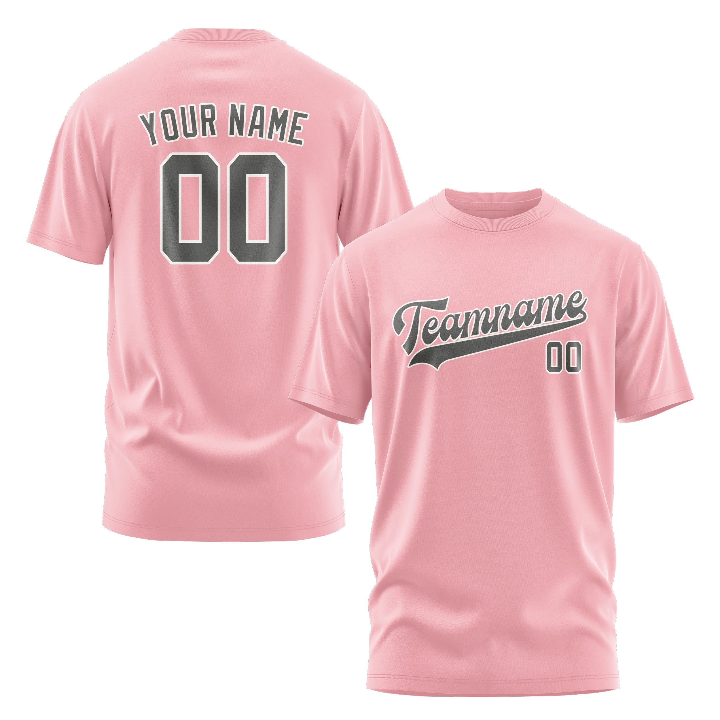 Custom Light Pink Dark Grey T-Shirt