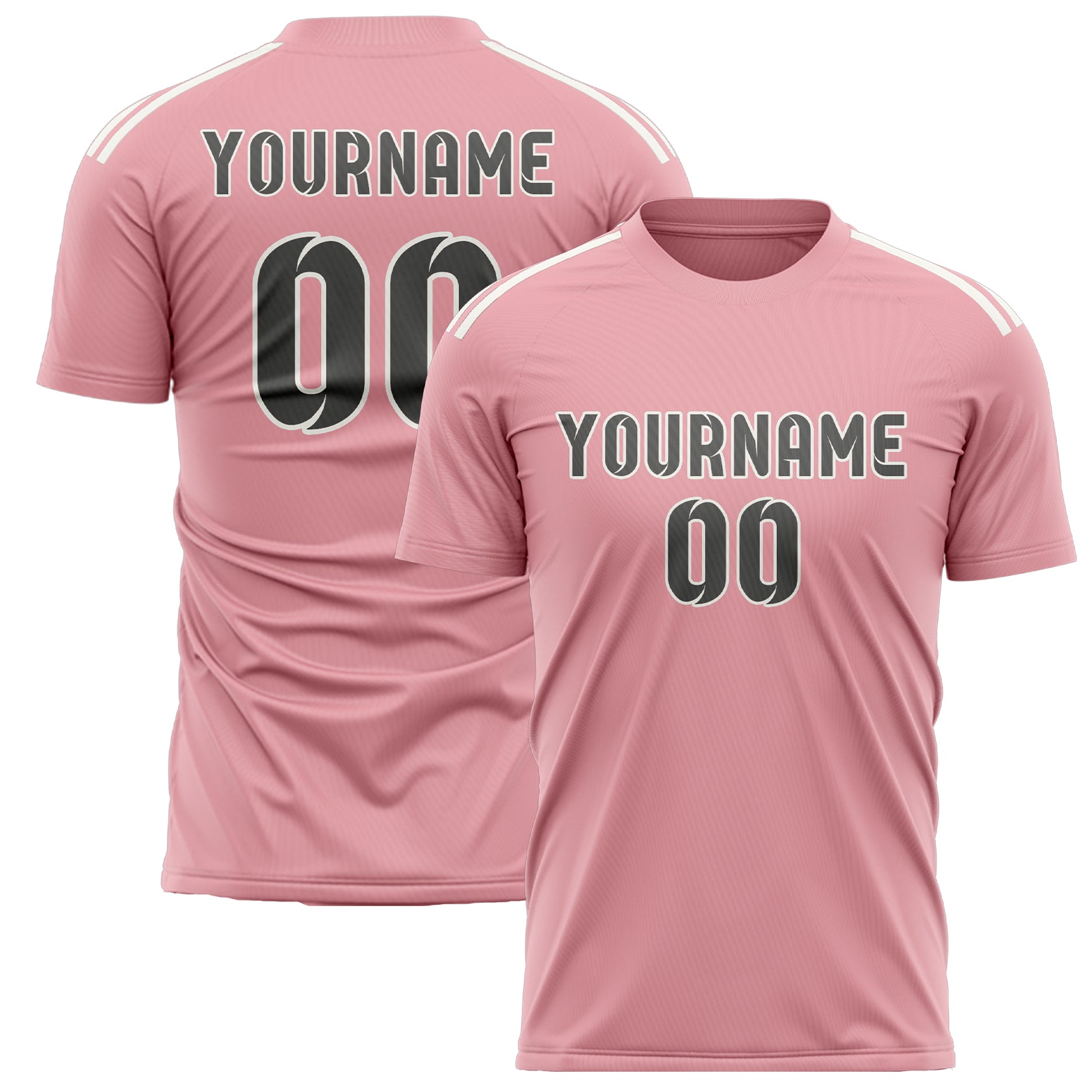 Custom Light Pink Dark Grey Soccer Jersey