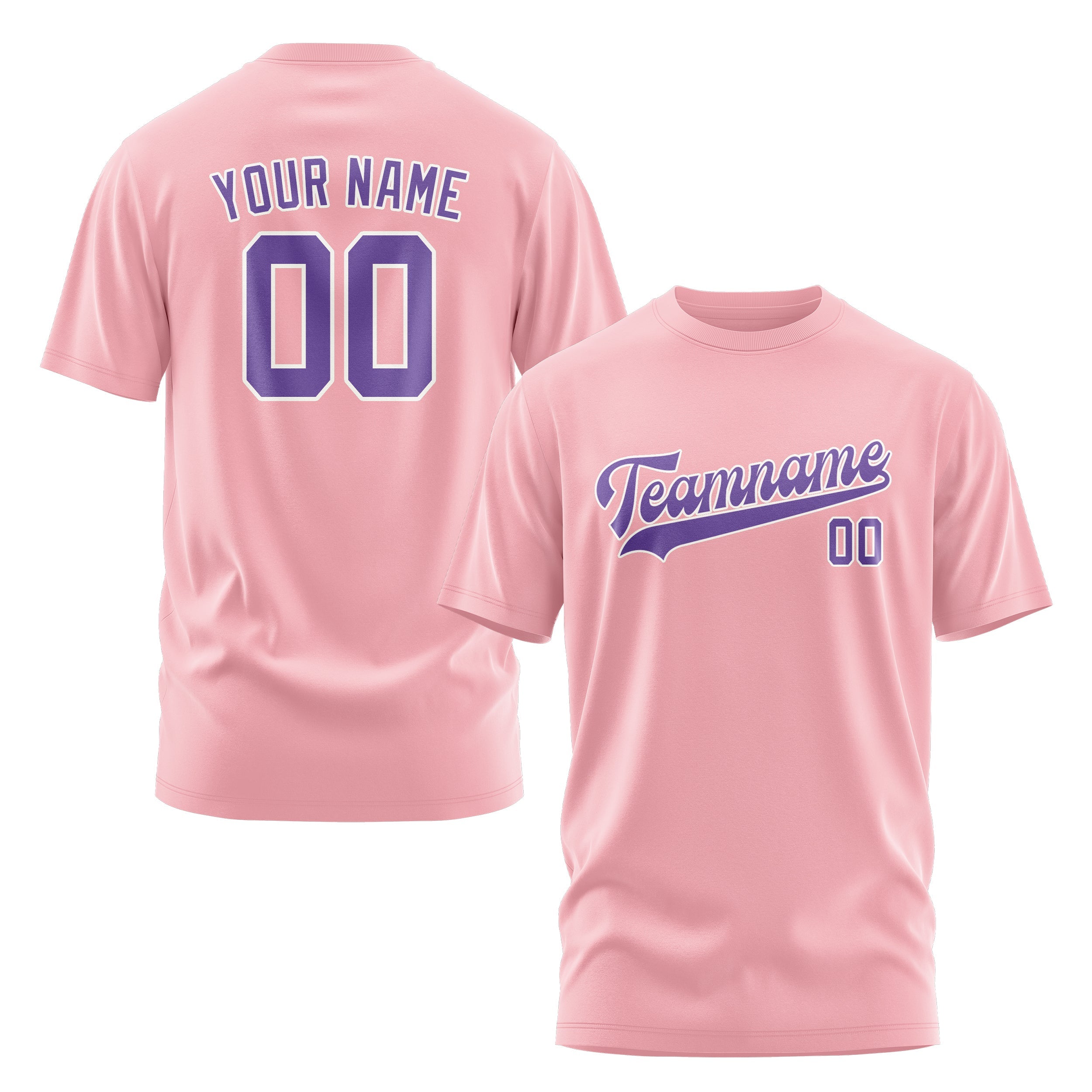 Custom Light Pink Light Purple T-Shirt