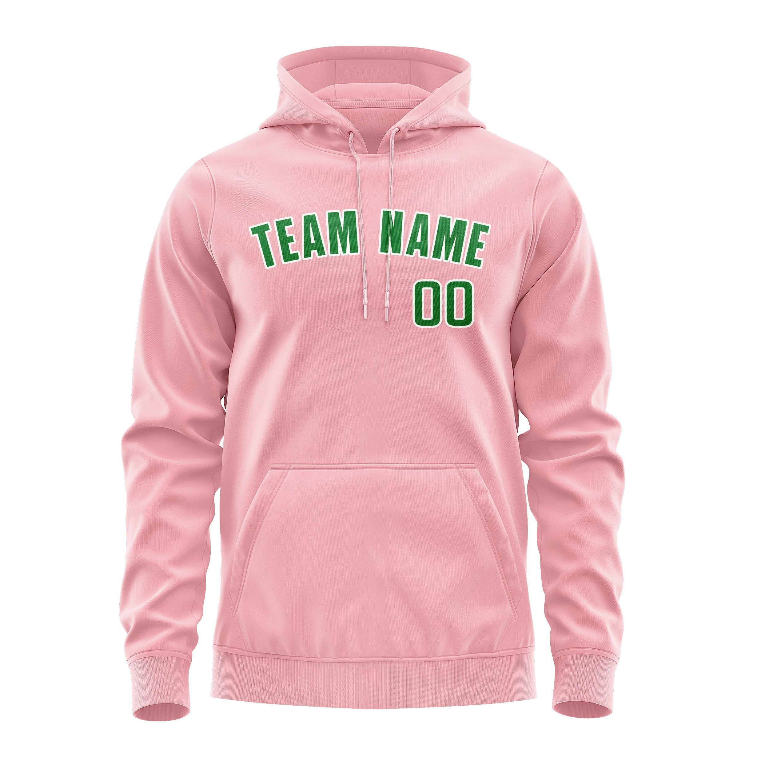 Custom Light Pink Emerald Green Hoodie